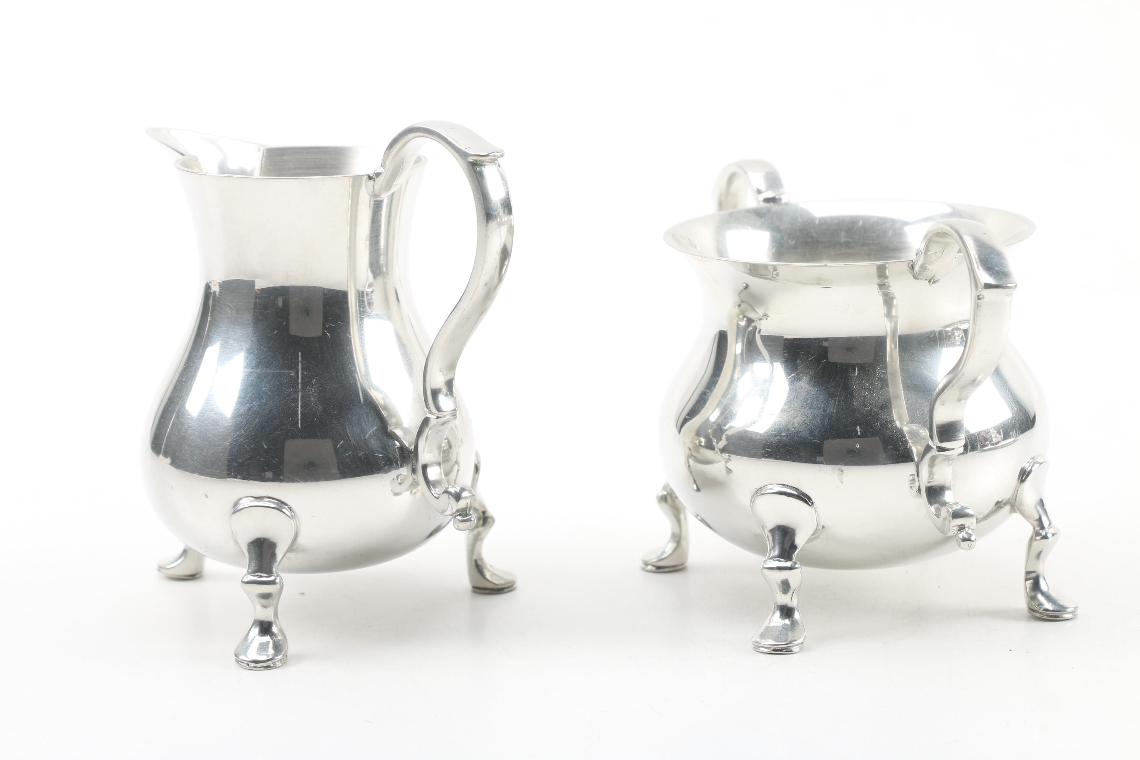 KirkStieff "Williamsburg" Pewter Tea Set with Tray, MidCentury EBTH
