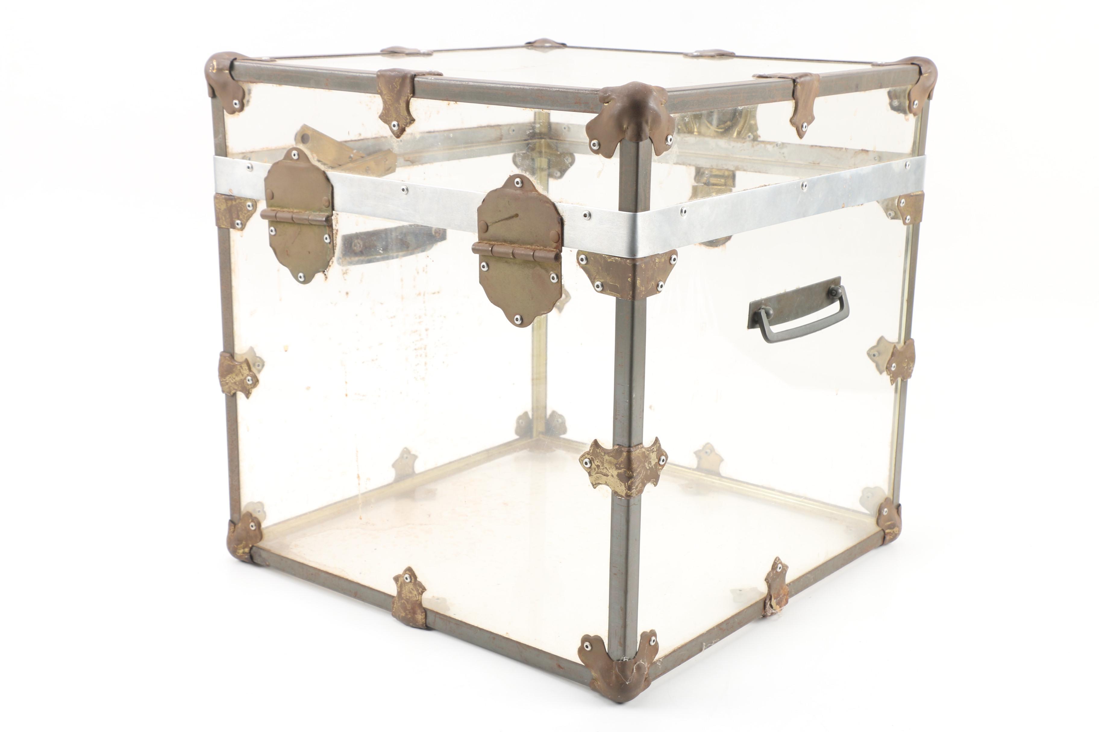 Clear Acrylic and Metal Trunk Style Storage Box EBTH