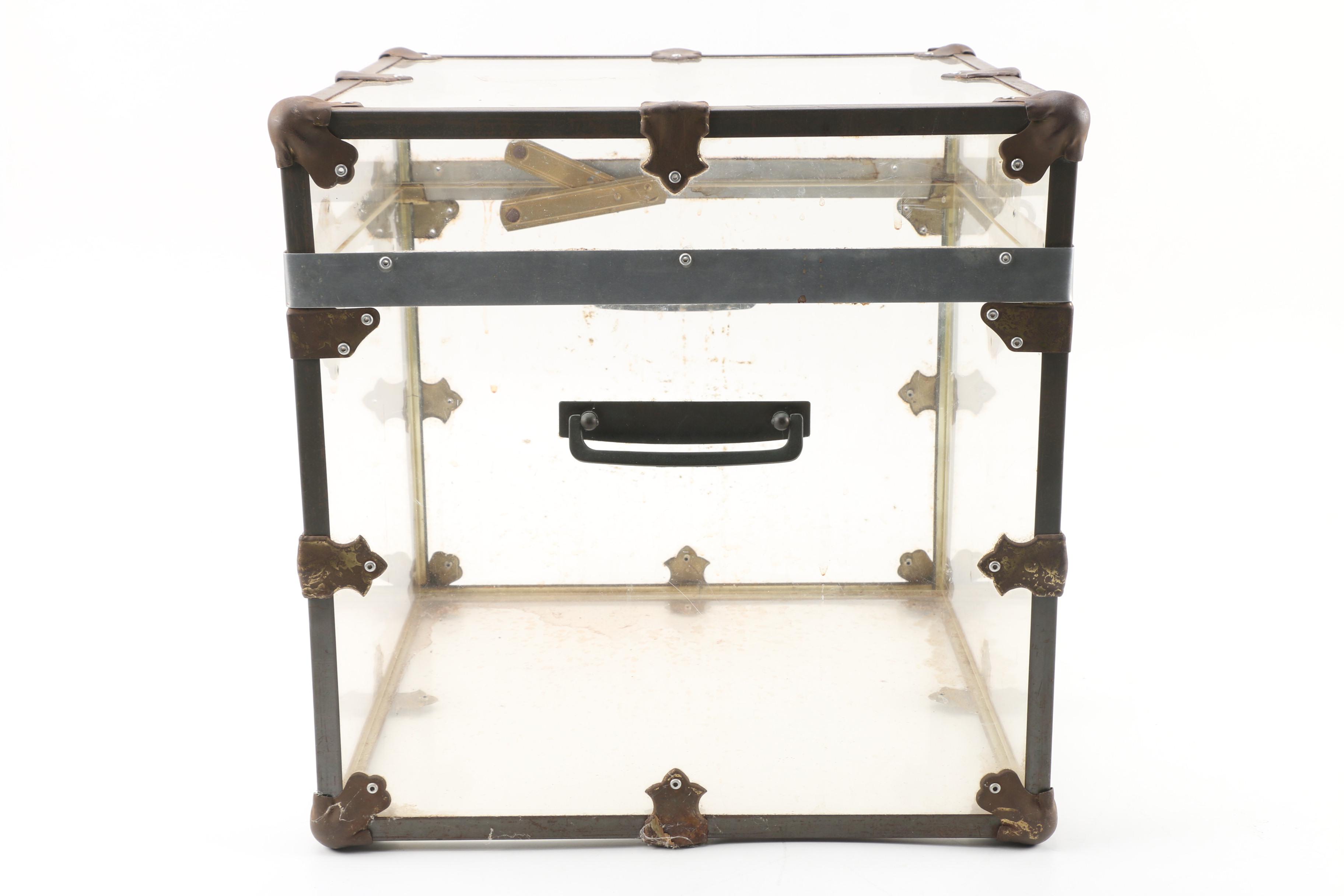 Clear Acrylic and Metal Trunk Style Storage Box EBTH