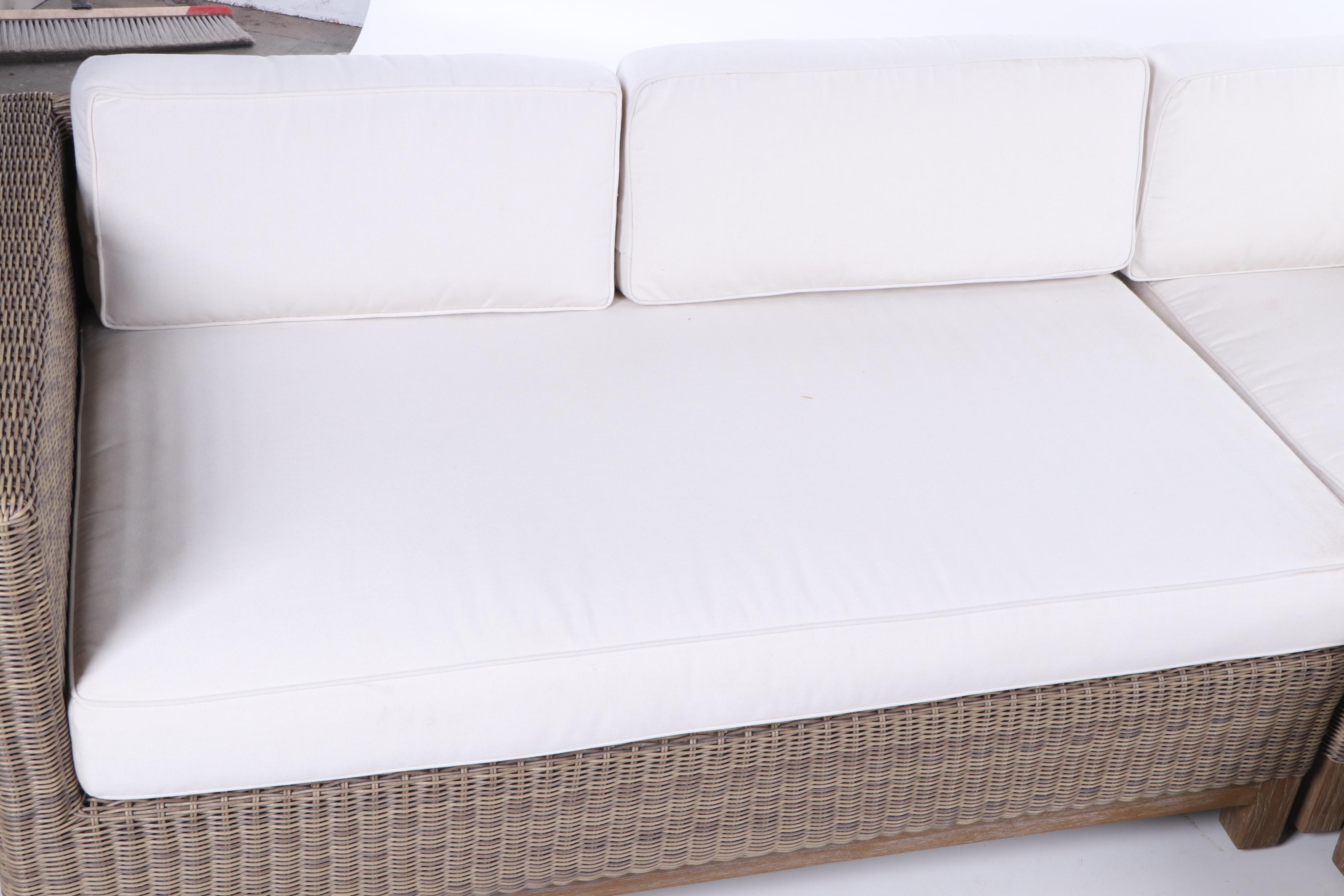 "Malibu" Outdoor Wicker and Teak Sectional Sofa by Restoration Hardware