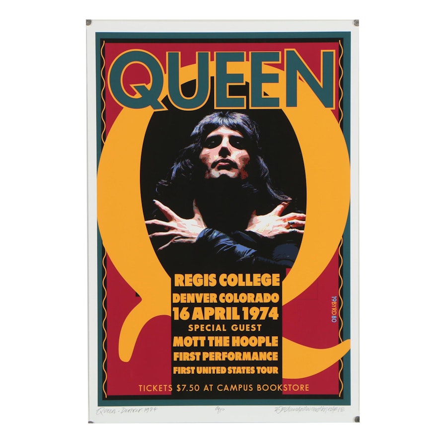 QUEEN Poster Regis College Celebrating 1st US Performance in 1974 S/N David Byrd 