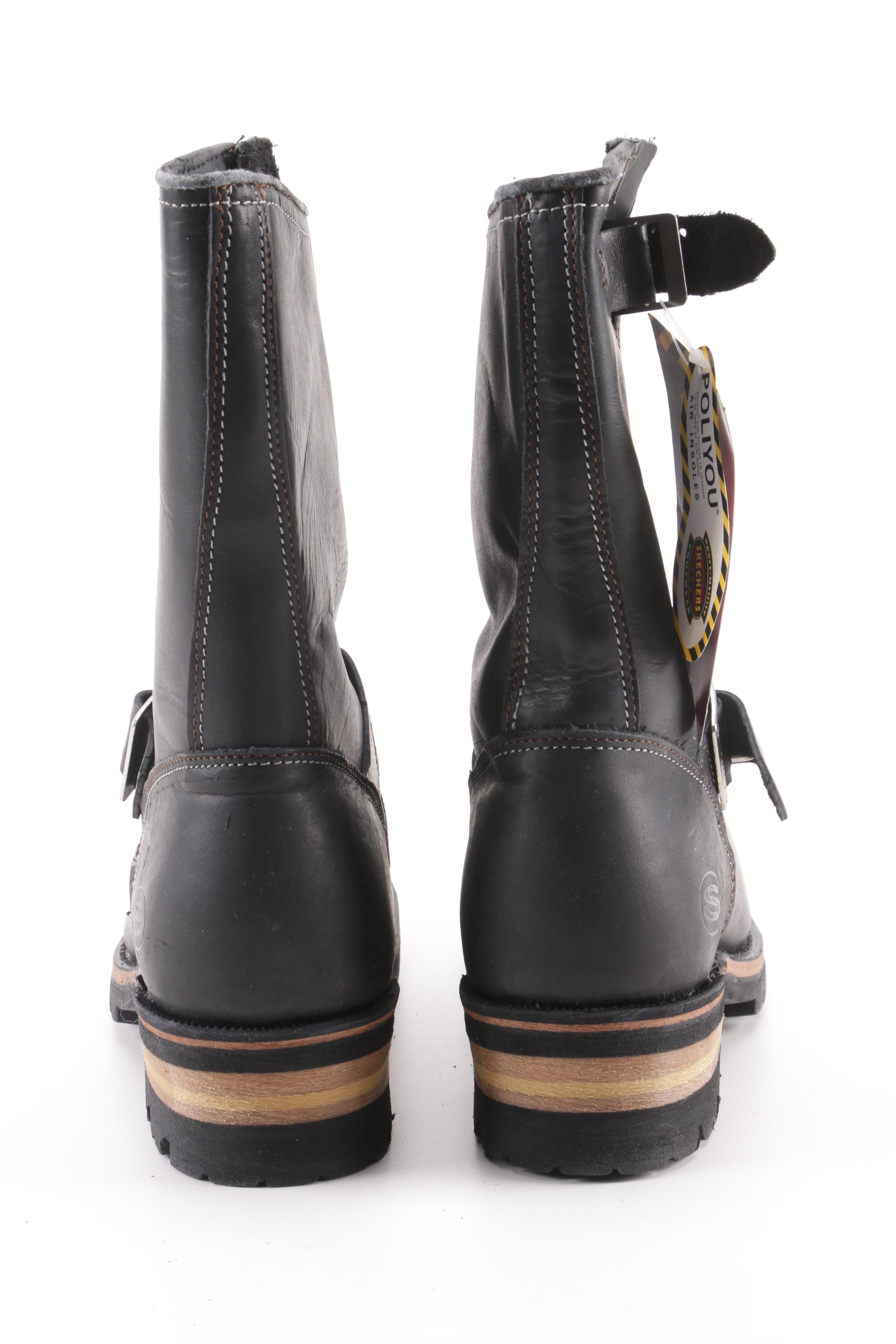 1995 Skechers Black Leather Oil Resistant Boots EBTH