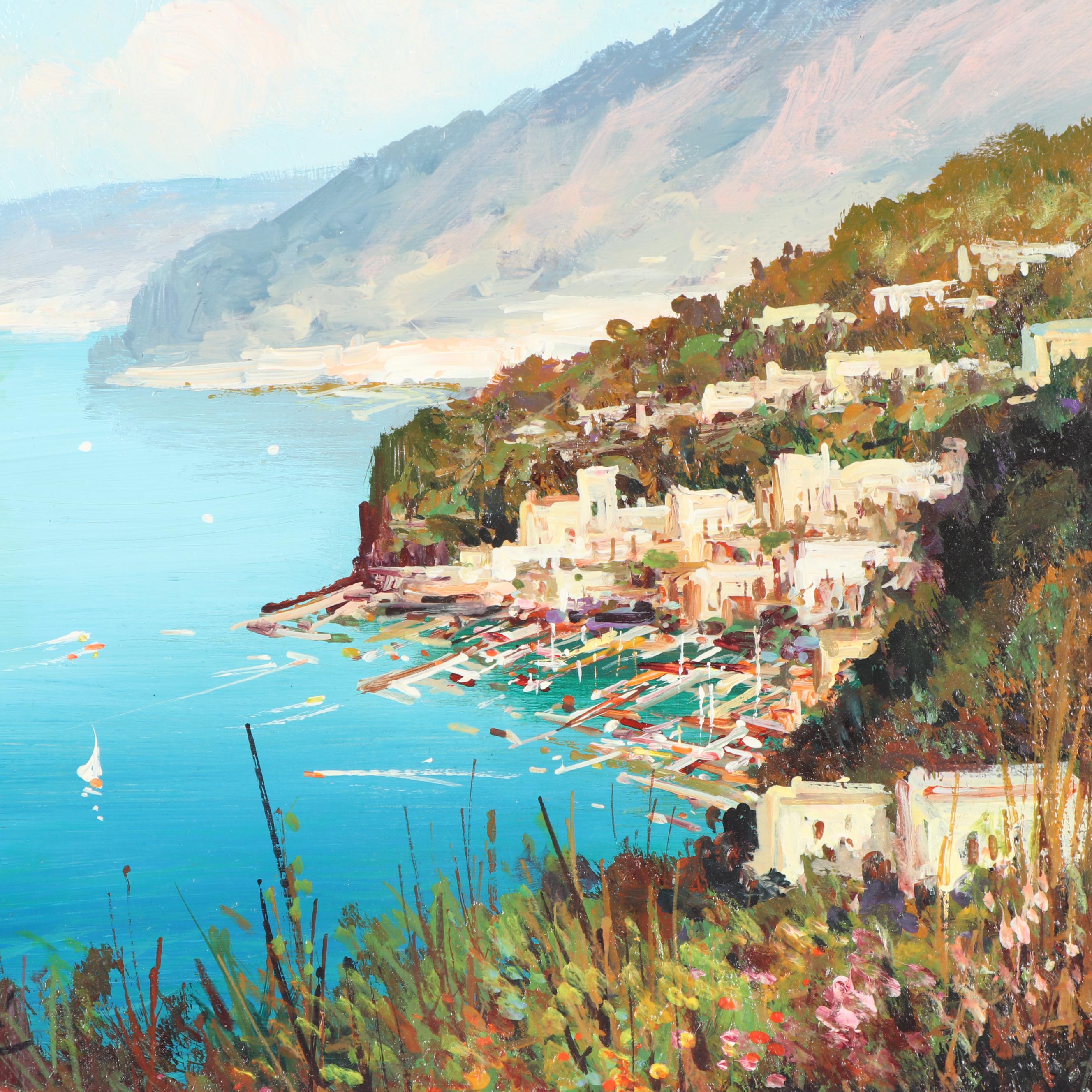 Oil Painting of Coastal Town | EBTH