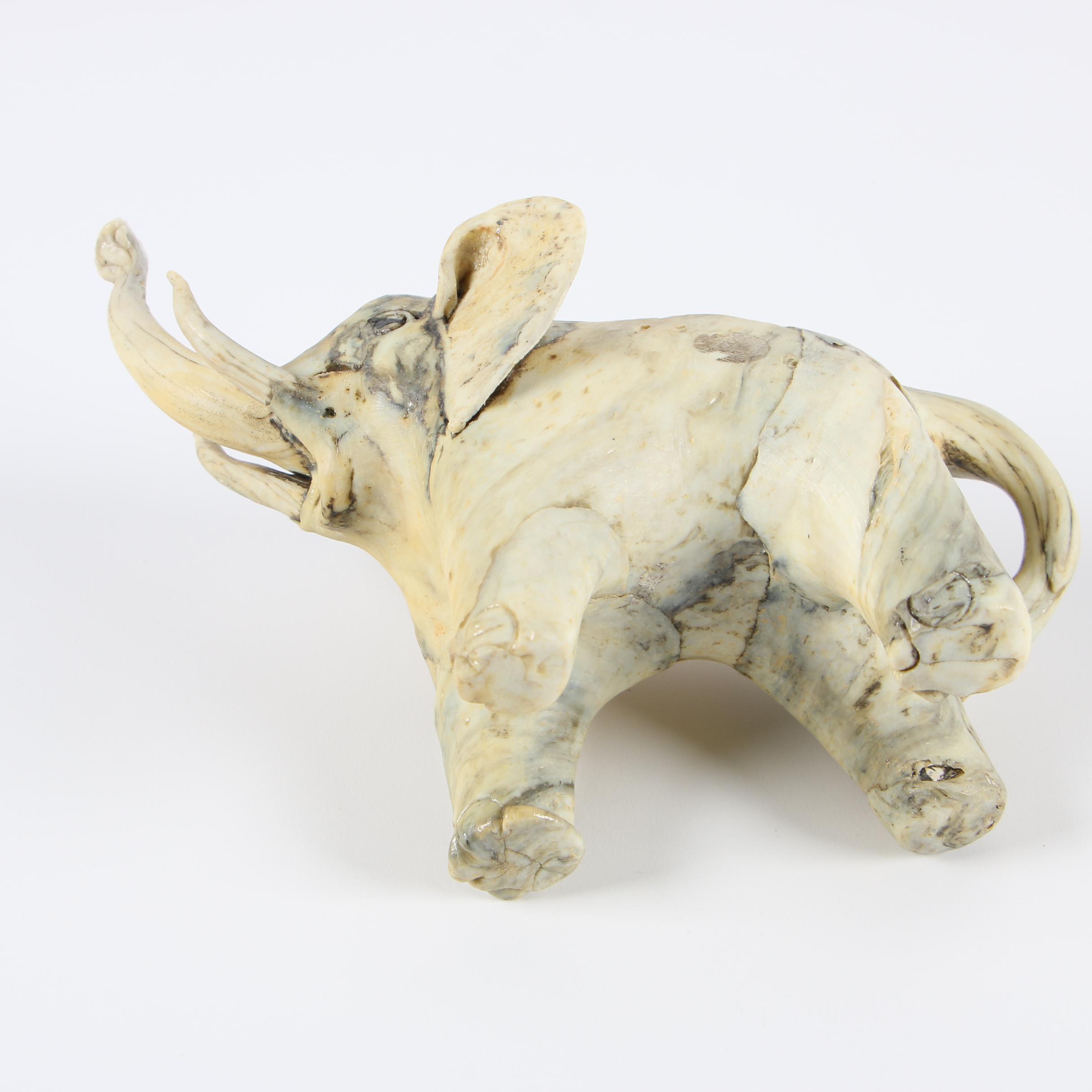 Philippines Crushed Oyster Shell Elephants Sculptures with Ganesha