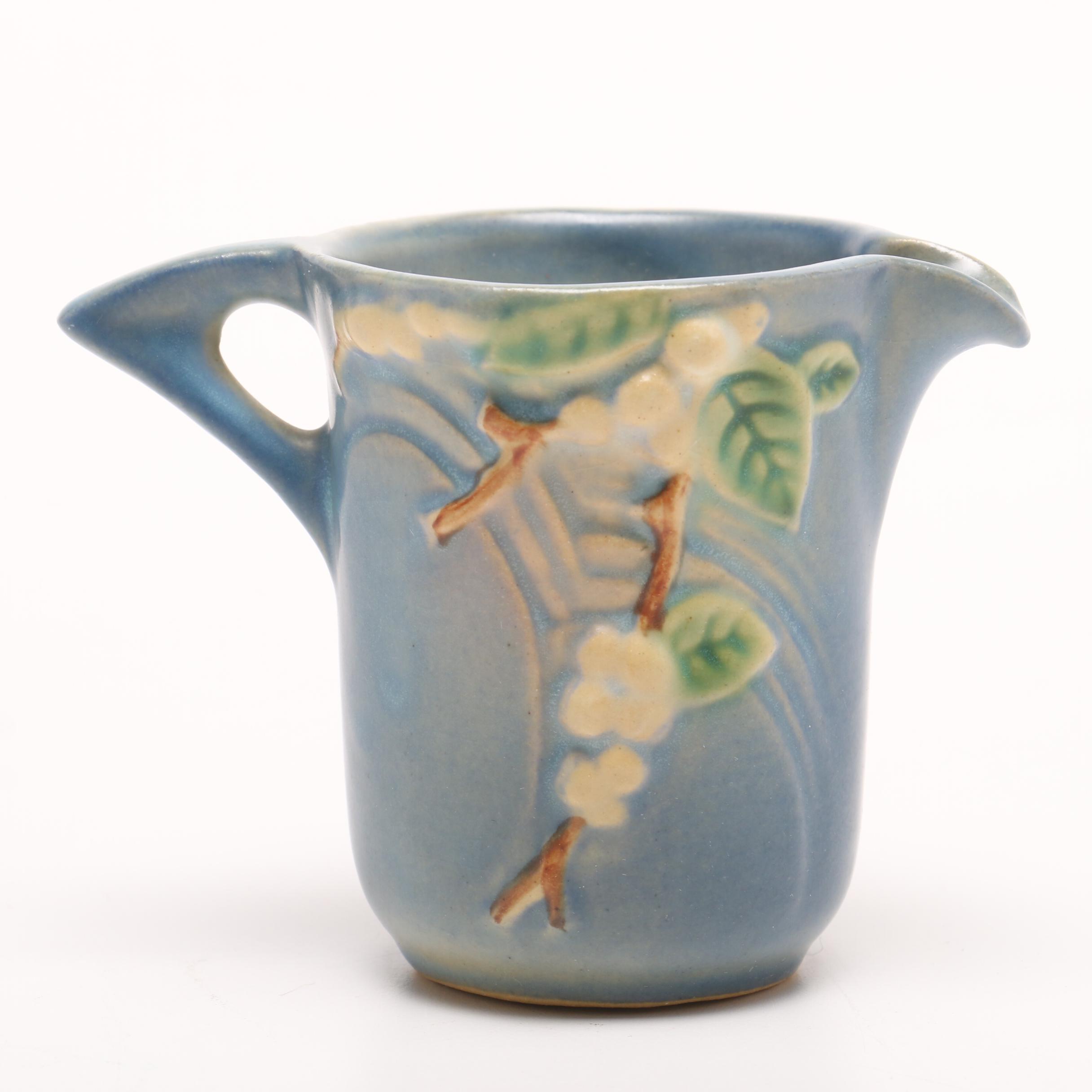 Roseville Pottery "Snowberry" Tea Set In Blue Glaze | EBTH