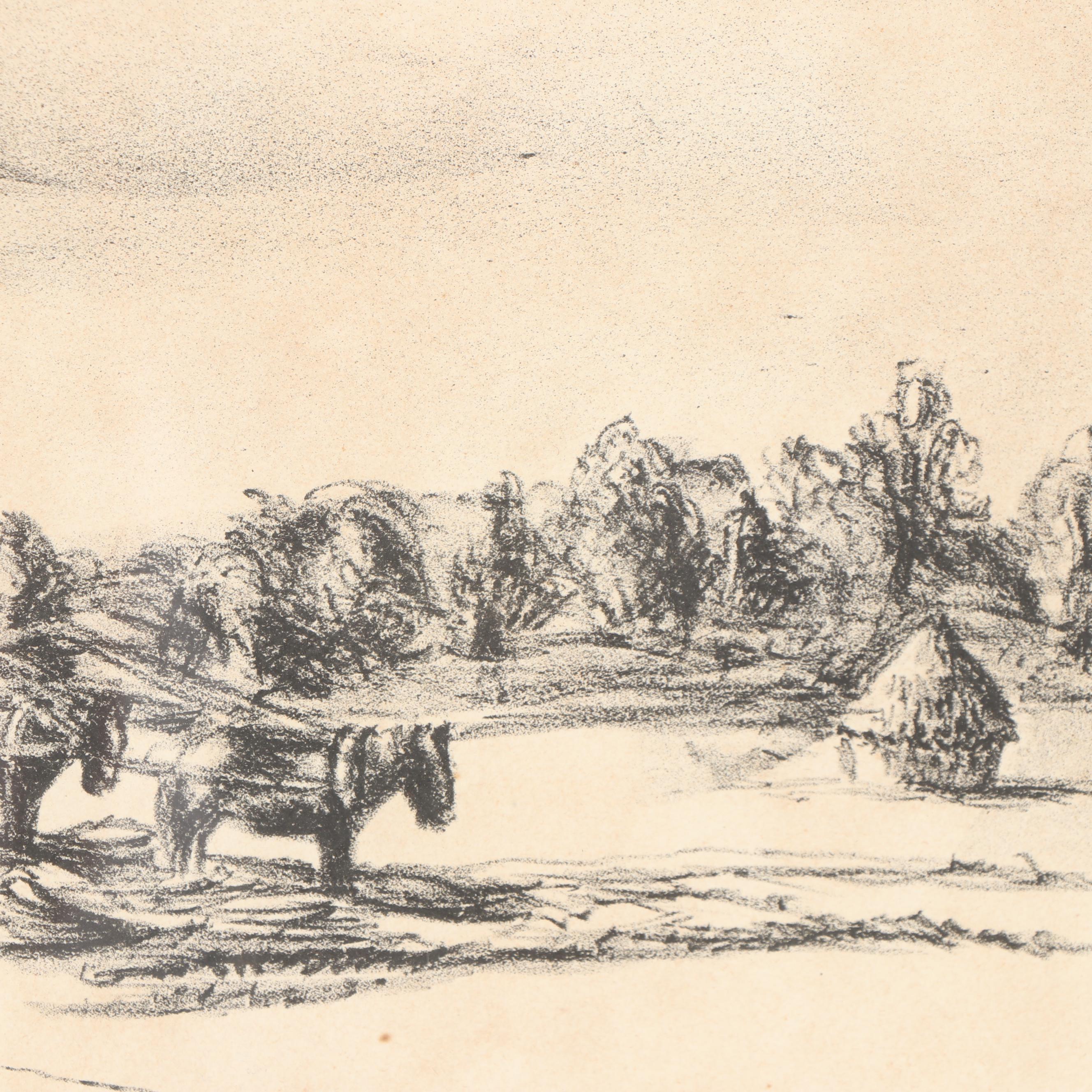 Charcoal Drawing "Hay Fields" EBTH