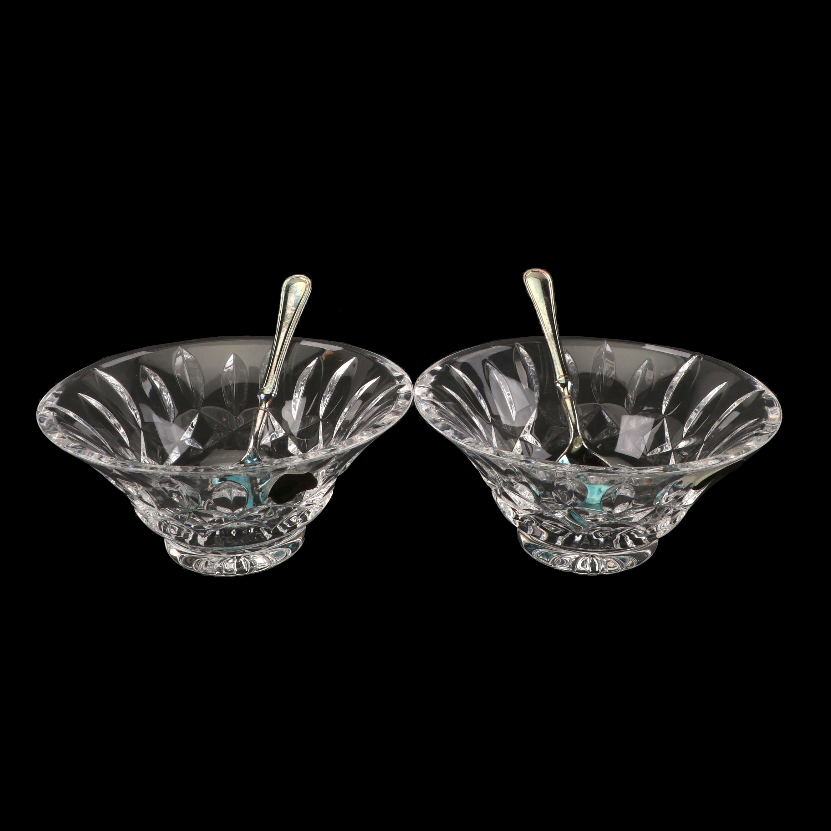 Waterford Crystal "Lismore" Condiment Bowls with Reichart Silver Plate