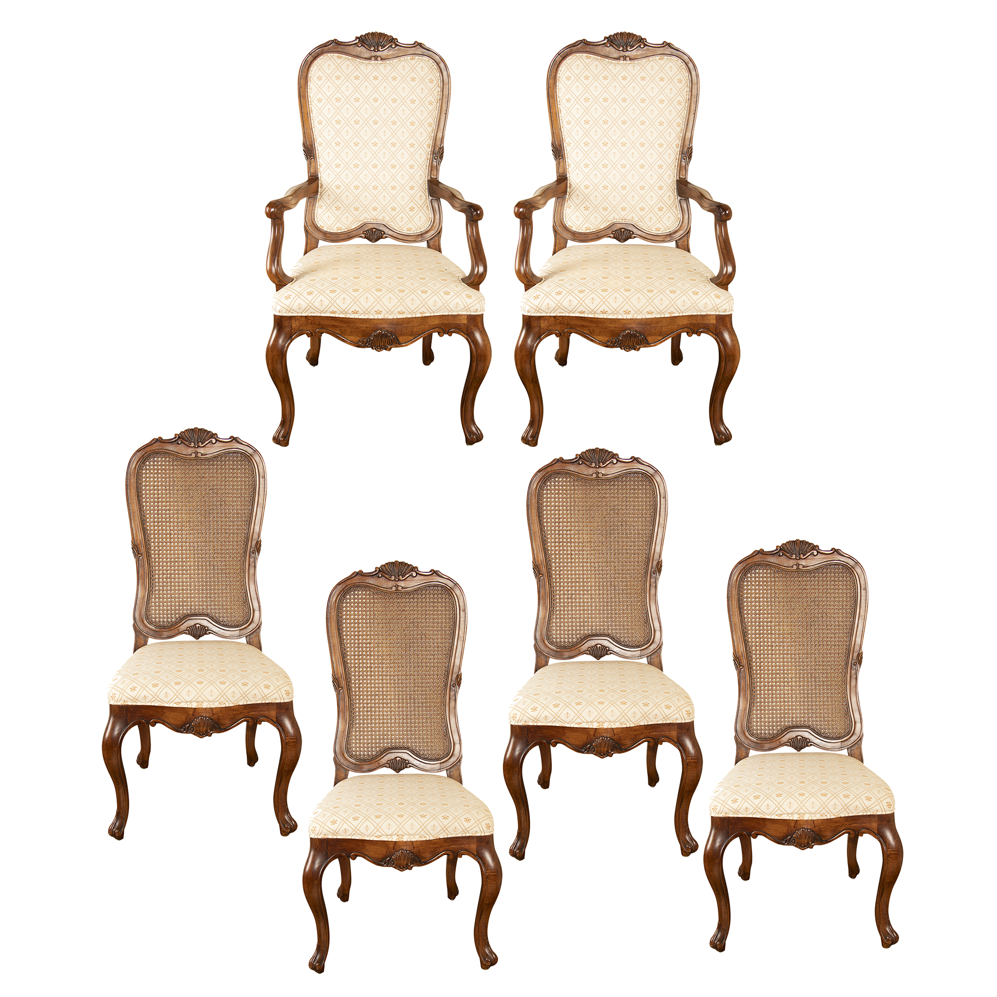 French Provincial Style Upholstered Walnut Dining Chair ...