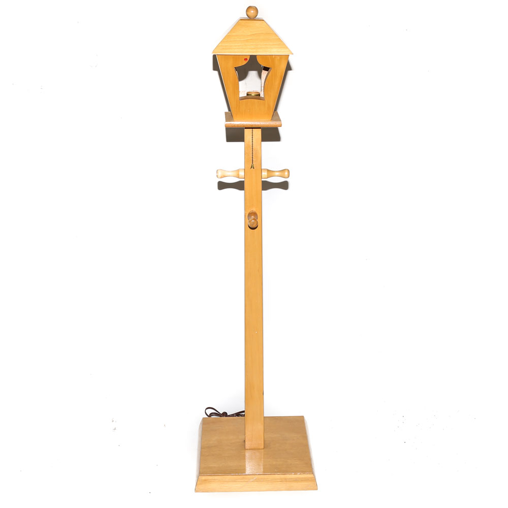 Lantern Style Floor Lamp With Coat Hooks Ebth