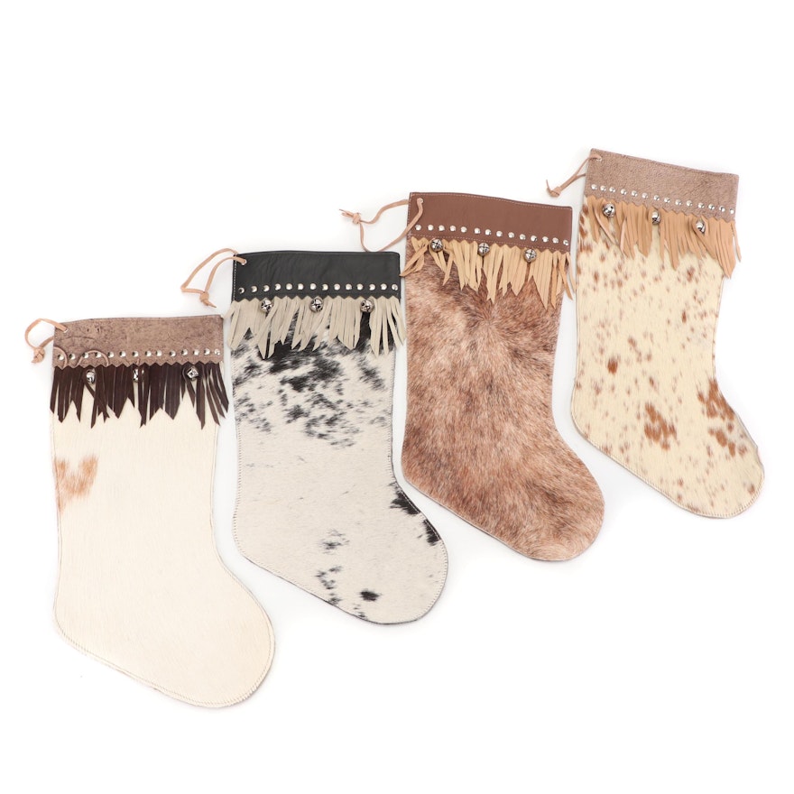 Cowhide And Leather Christmas Stockings Ebth