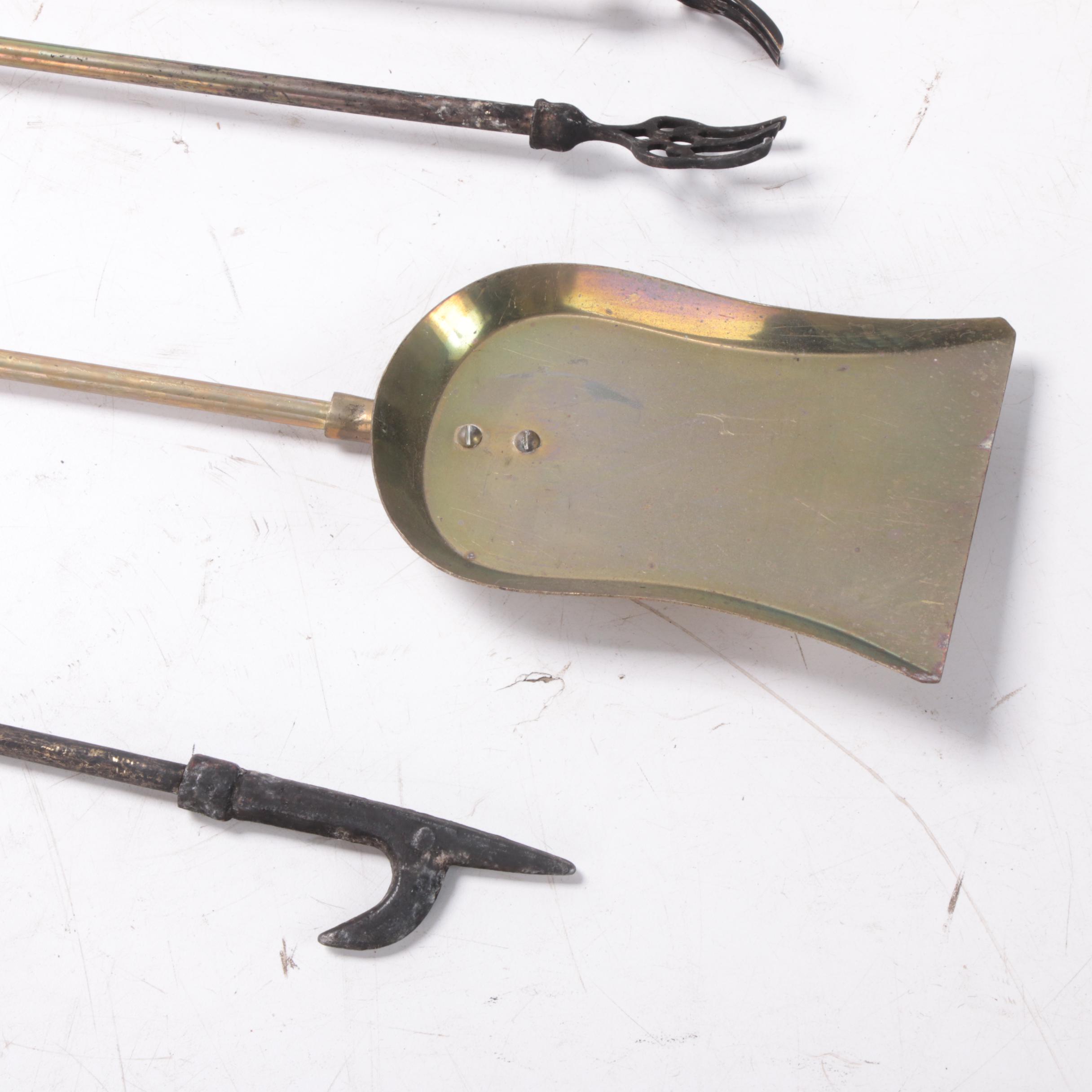 Brass Duck Head Fireplace Tool Set EBTH