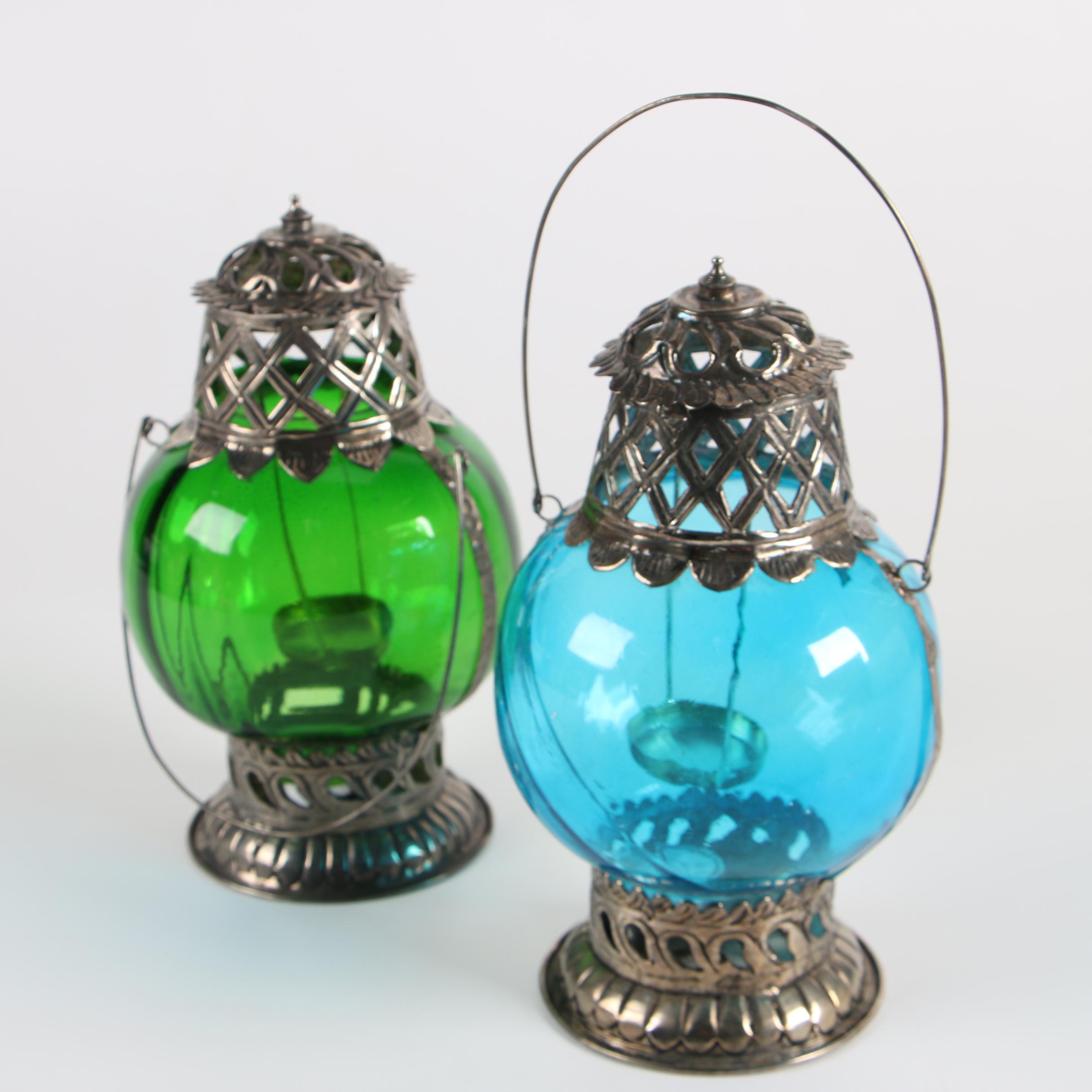 Colored Glass Tea Candle Lamps EBTH
