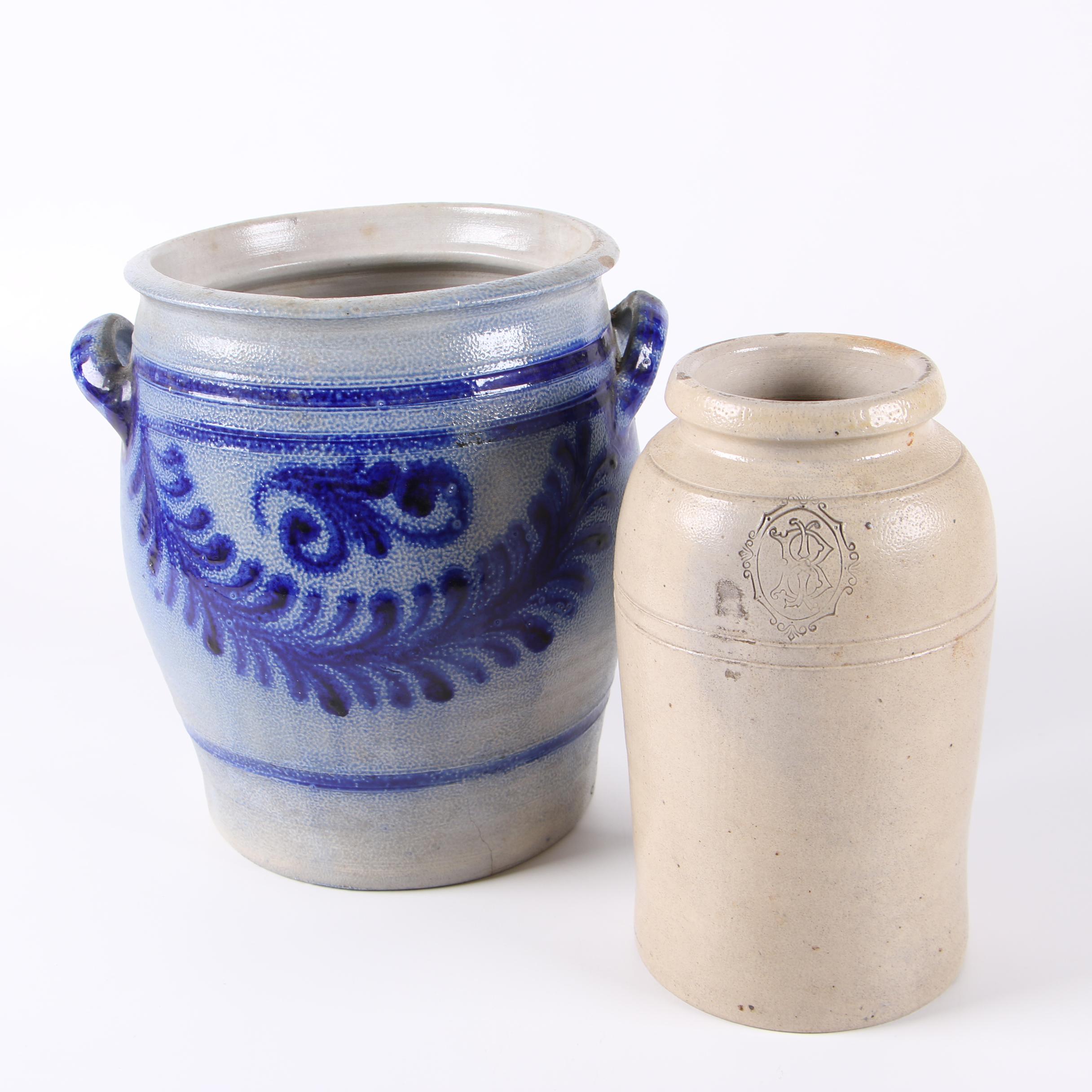 Salt Glazed Stoneware Crocks EBTH