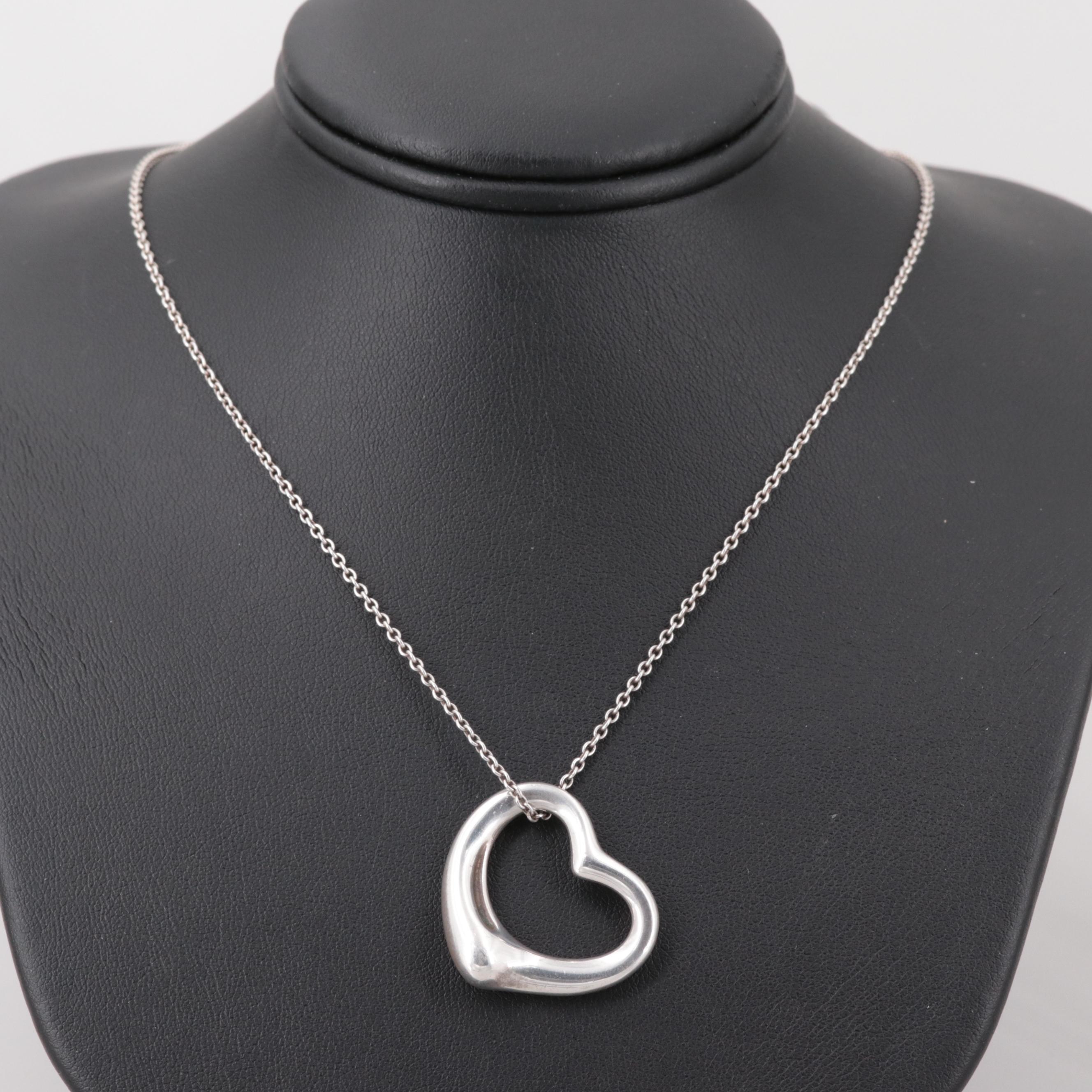 Elsa Peretti For Tiffany & Co "Open Heart" Sterling Silver Necklace | EBTH