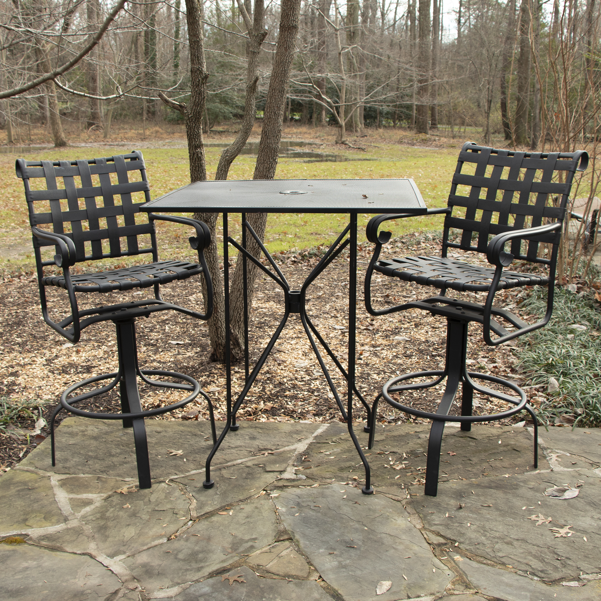 Metal Patio Bistro Table With Stools By Plantation Patterns 21st