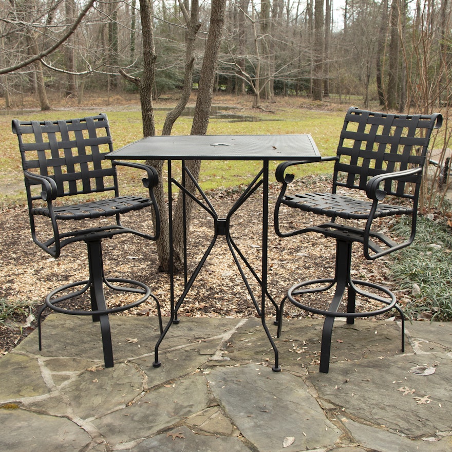 Metal Patio Bistro Table With Stools By Plantation Patterns 21st