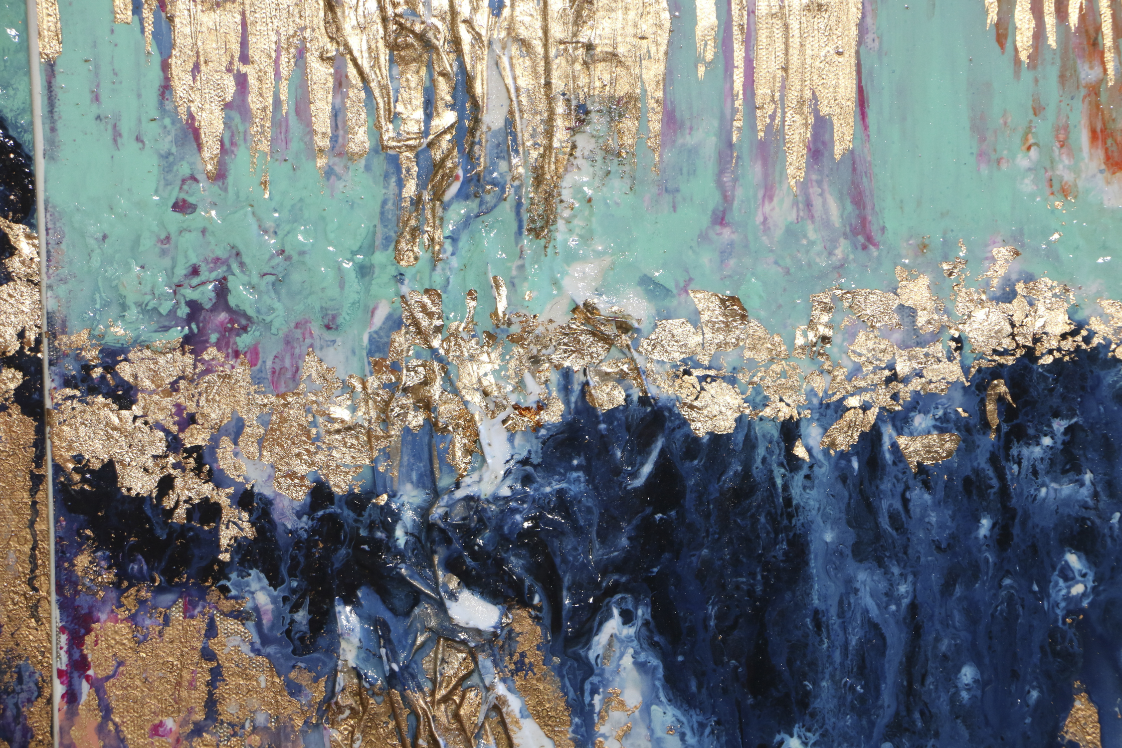 Abstract Acrylic Painting with Gold Leaf EBTH
