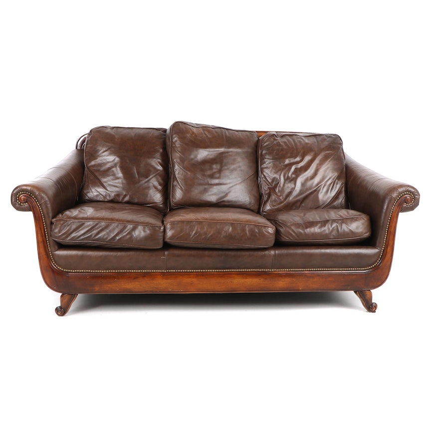Bradington Young Regency Style Leather Sofa 21st Century
