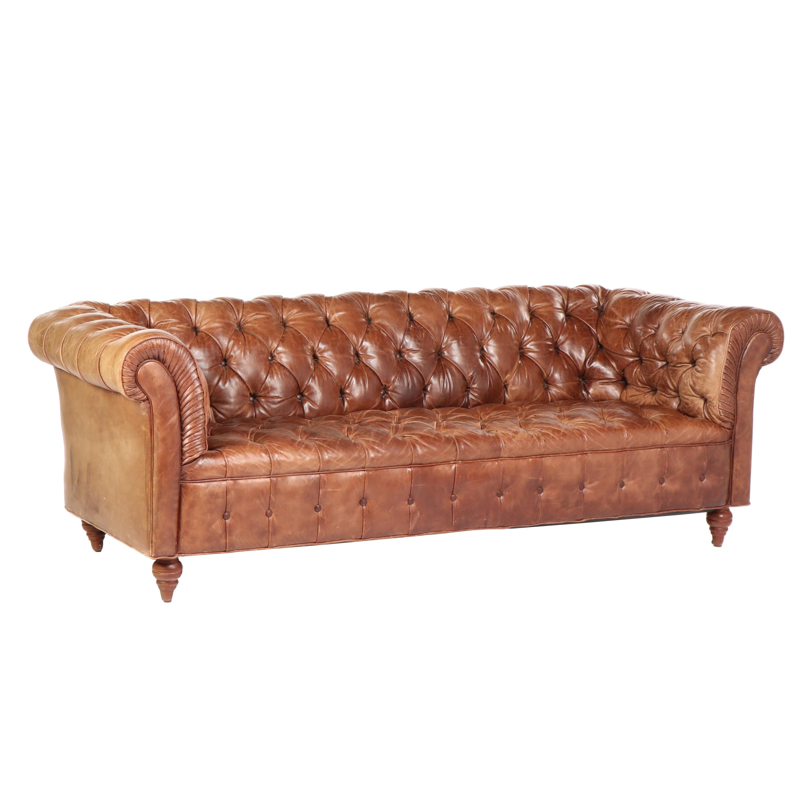 Ralph Lauren ButtonTufted Leather "Hanebury" Chesterfield Sofa, 20th C