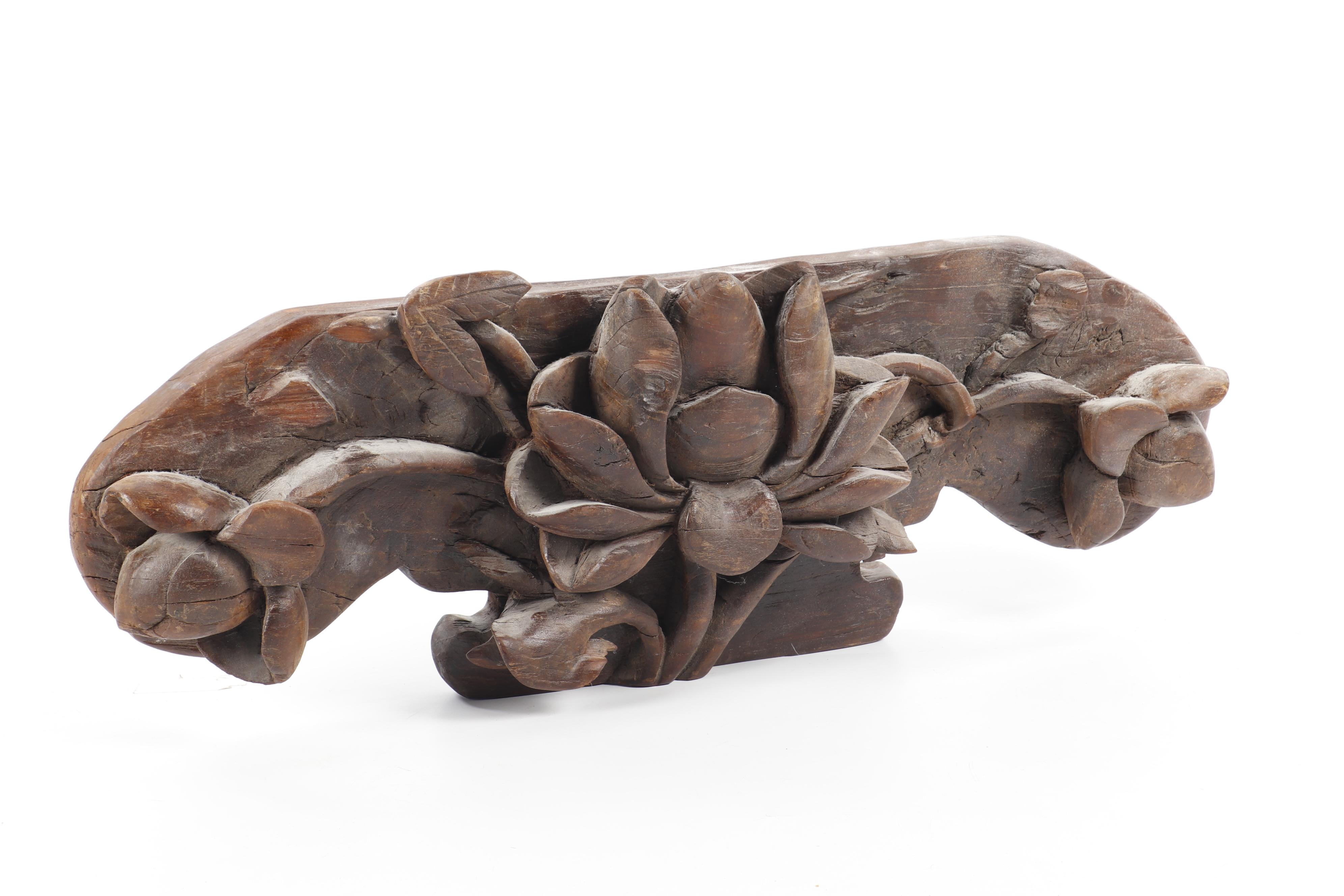 Carved Wood Lotus Wall Decor EBTH