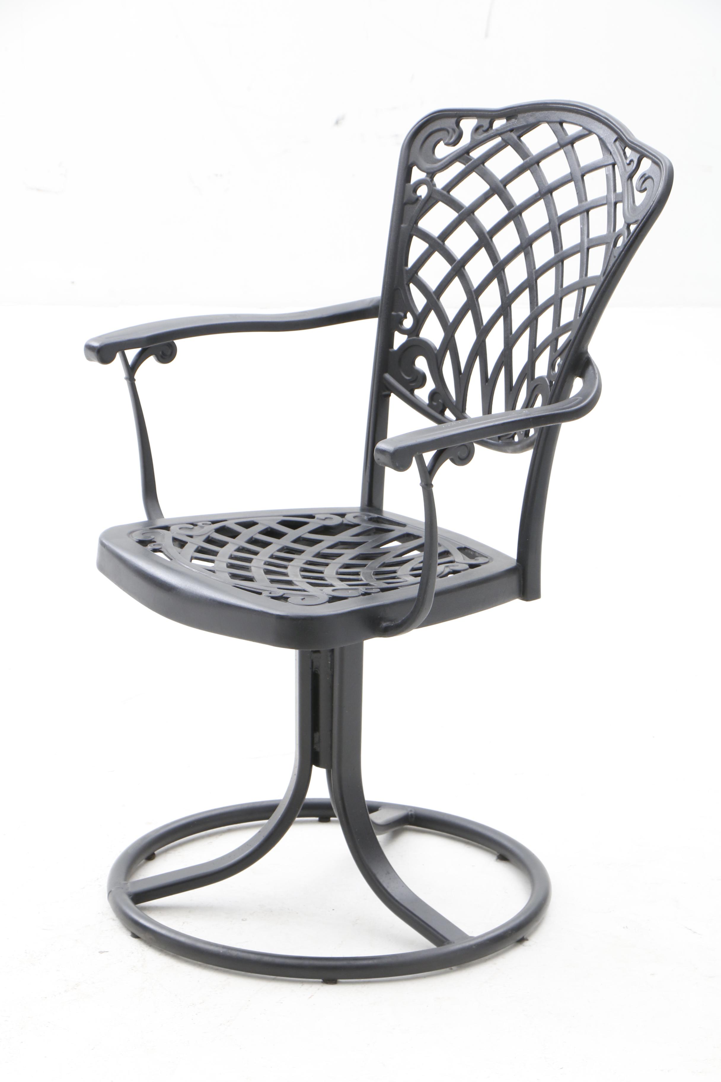 Outdoor Lifestyle Metal Patio Swivel Armchairs and Side Table in Black