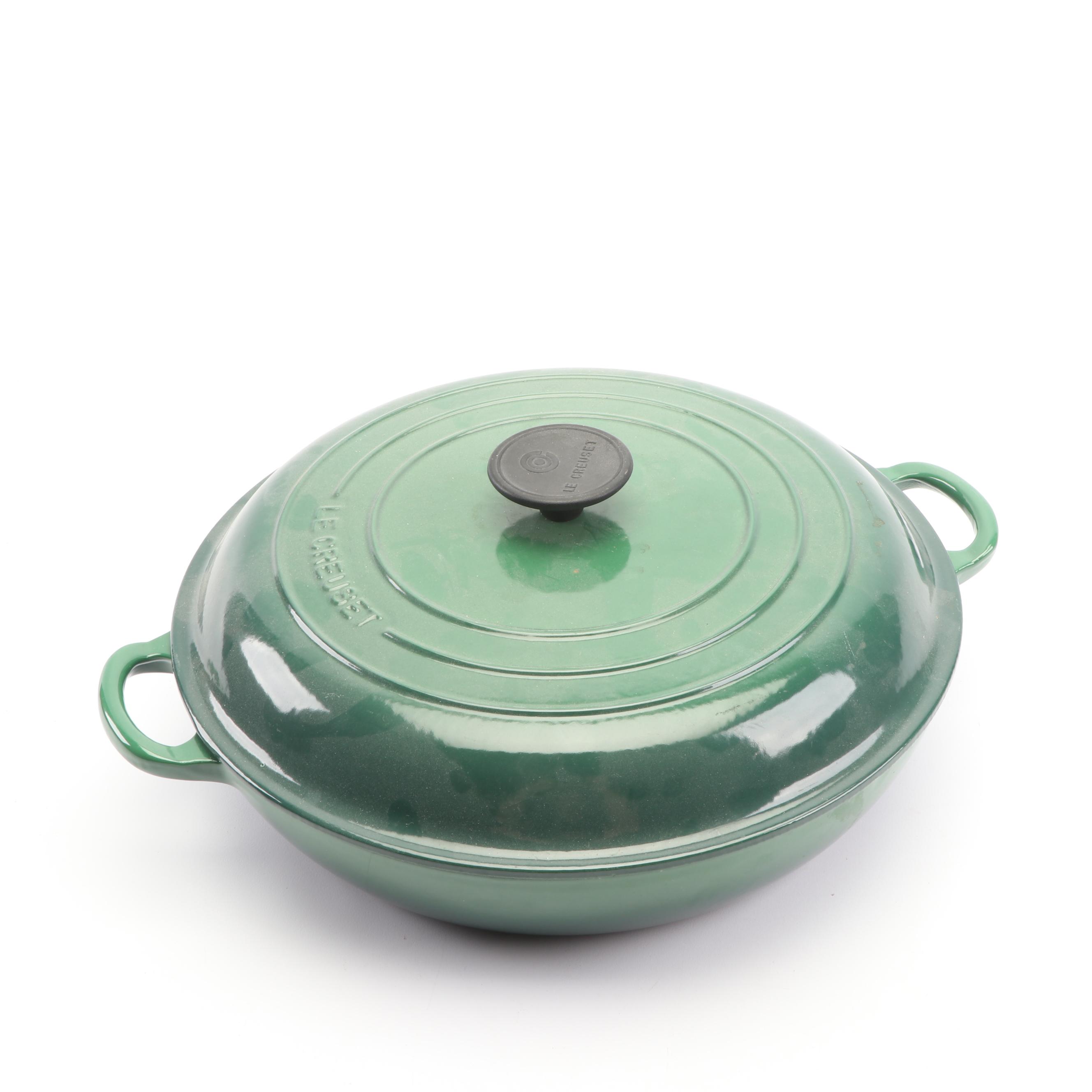 Le Creuset Dark Green Enameled Cast Iron Casserole Dish and Braising