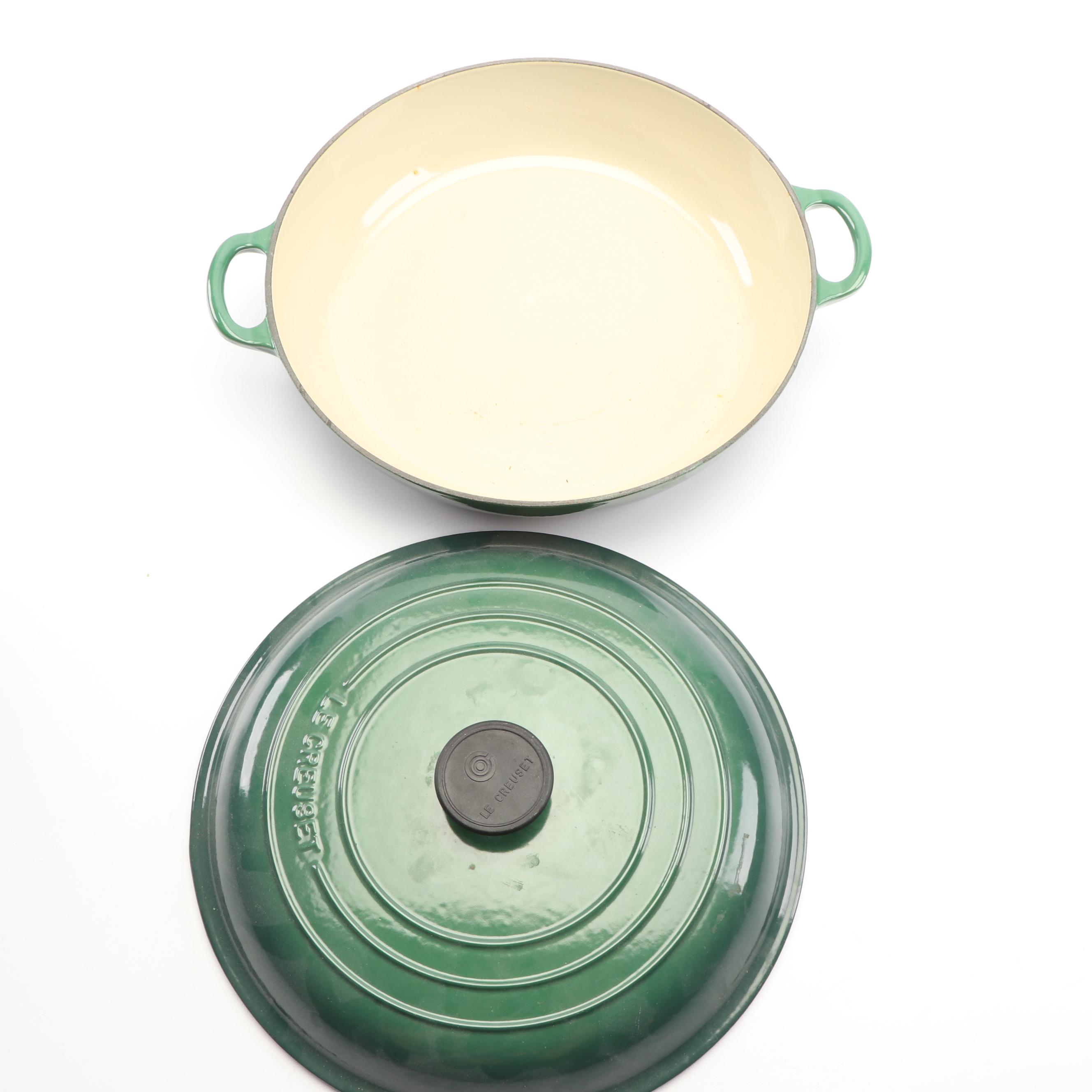 Le Creuset Dark Green Enameled Cast Iron Casserole Dish and Braising Pan EBTH