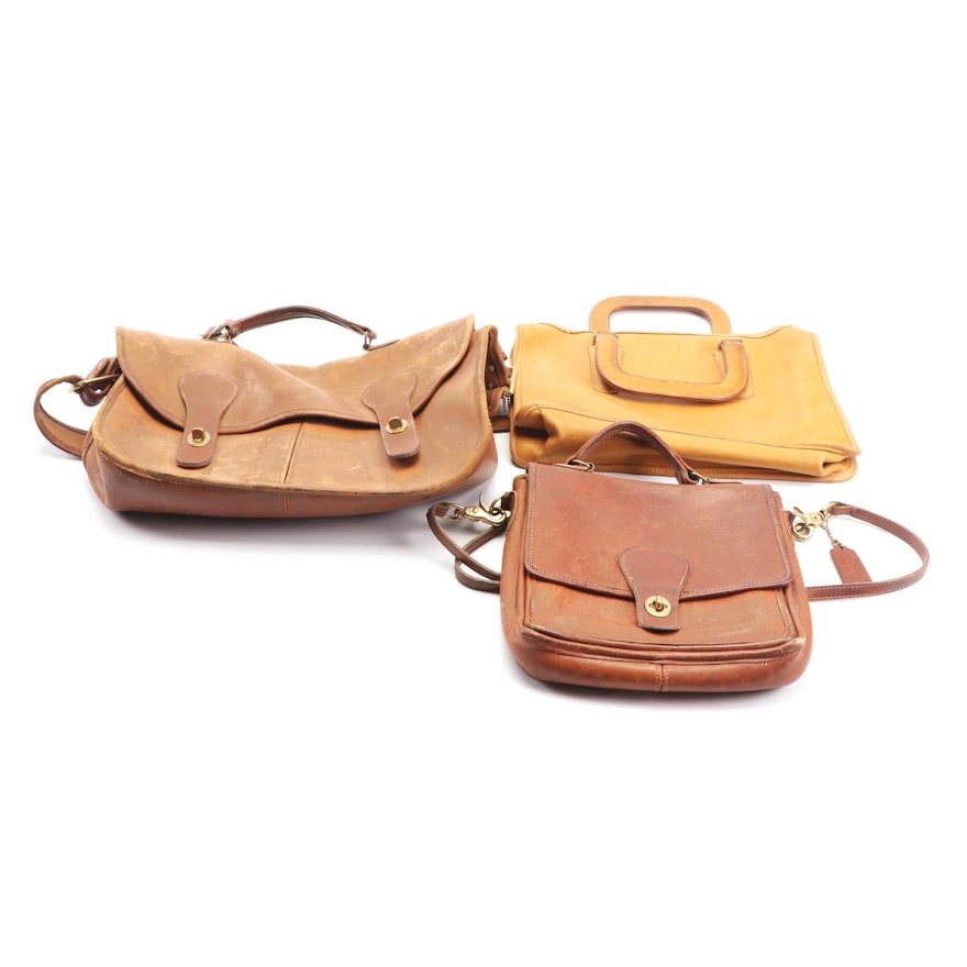 Three Vintage Coach Leather Musette, Messenger Crossbody Bags and Handbag | EBTH