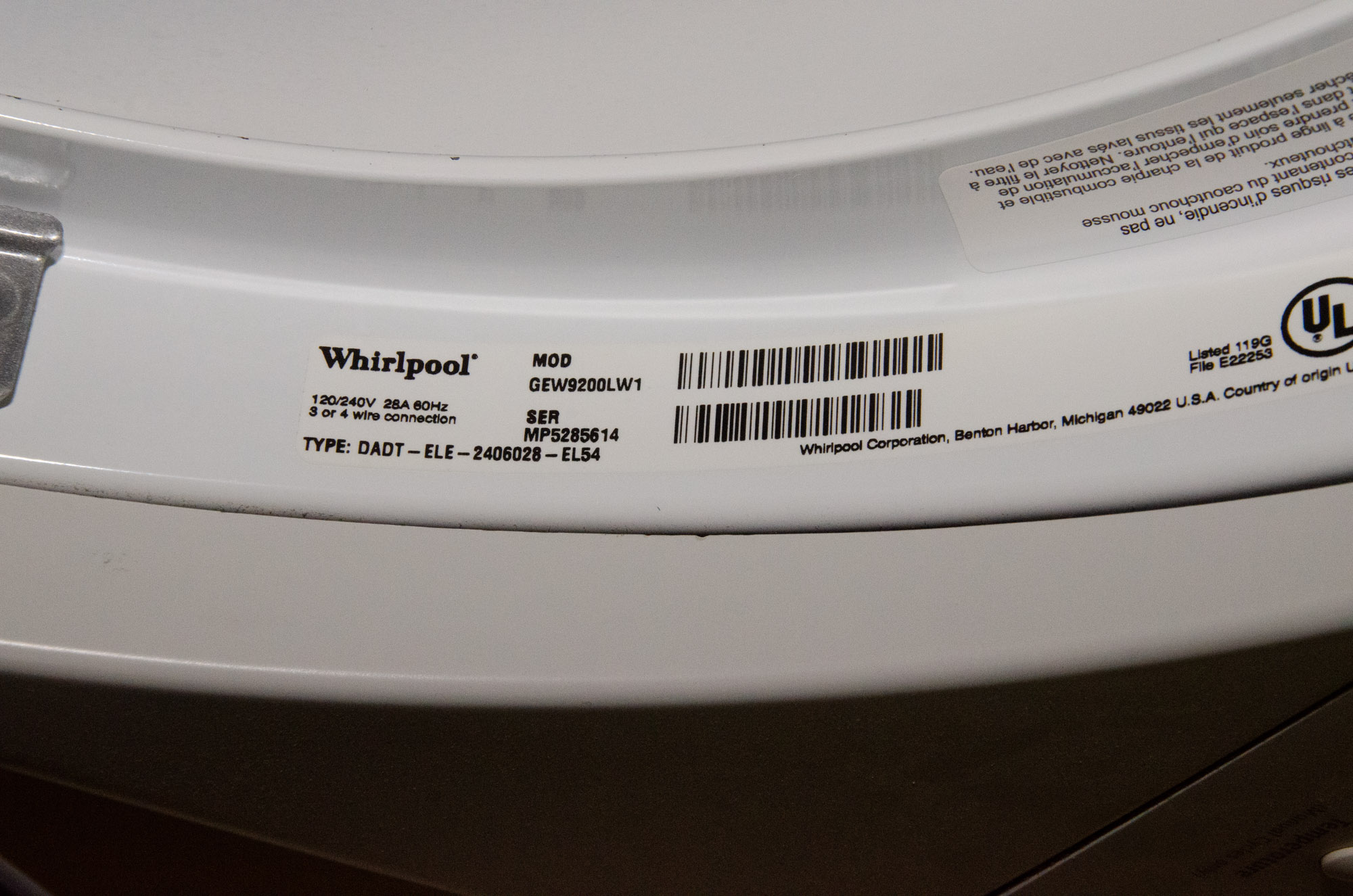 Whirlpool Duet Stackable Washer and Dryer EBTH