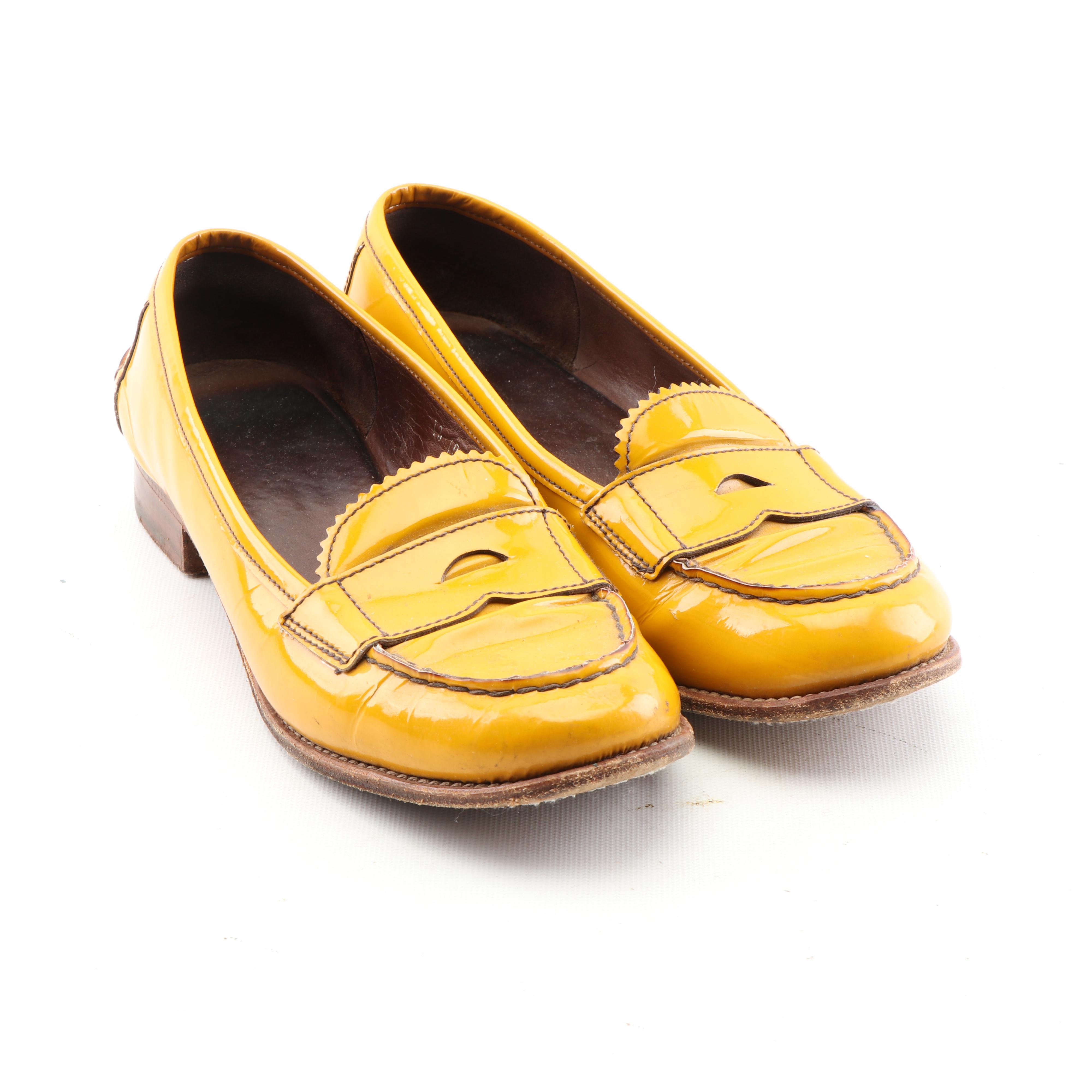 women's yellow leather loafers
