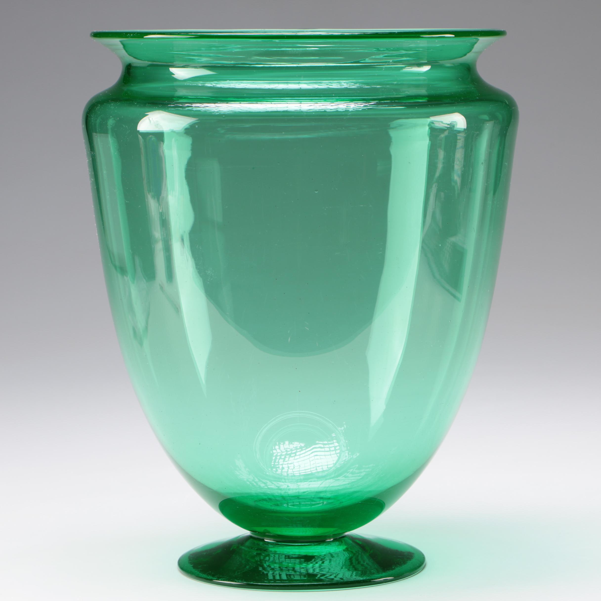 Steuben "Spanish Galleon" Art Glass Fan Vases and Large Vase in Pomona