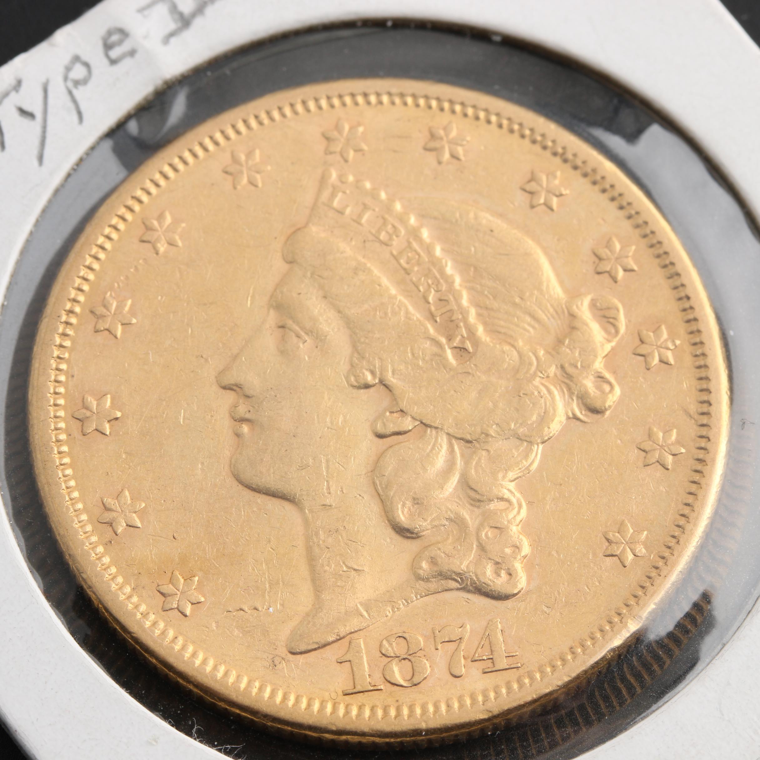 1874 S Type Ii Liberty Head 20 Double Eagle Gold Coin