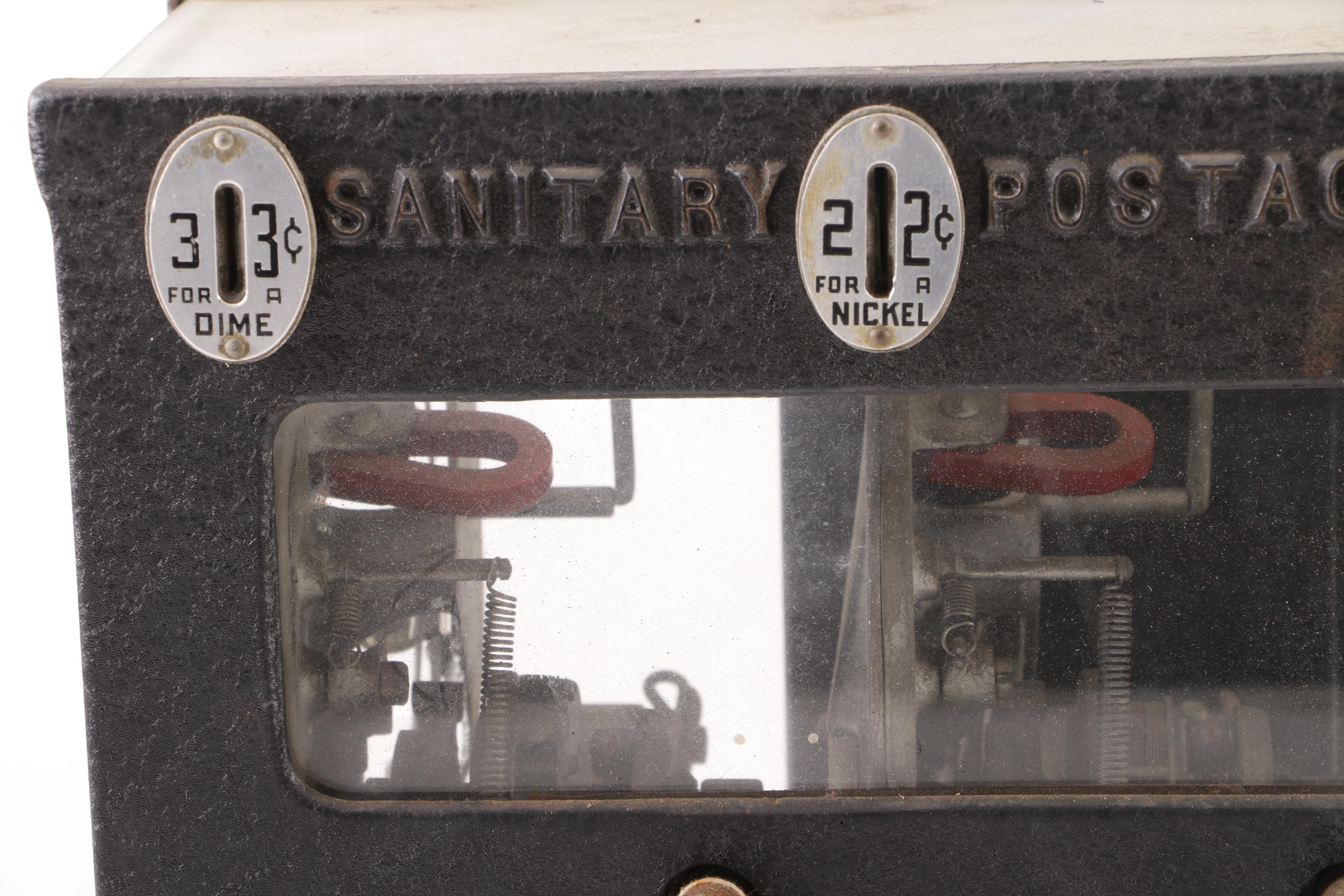 Schermack Products Sanitary Postage Station Stamp Dispenser, Early 20th