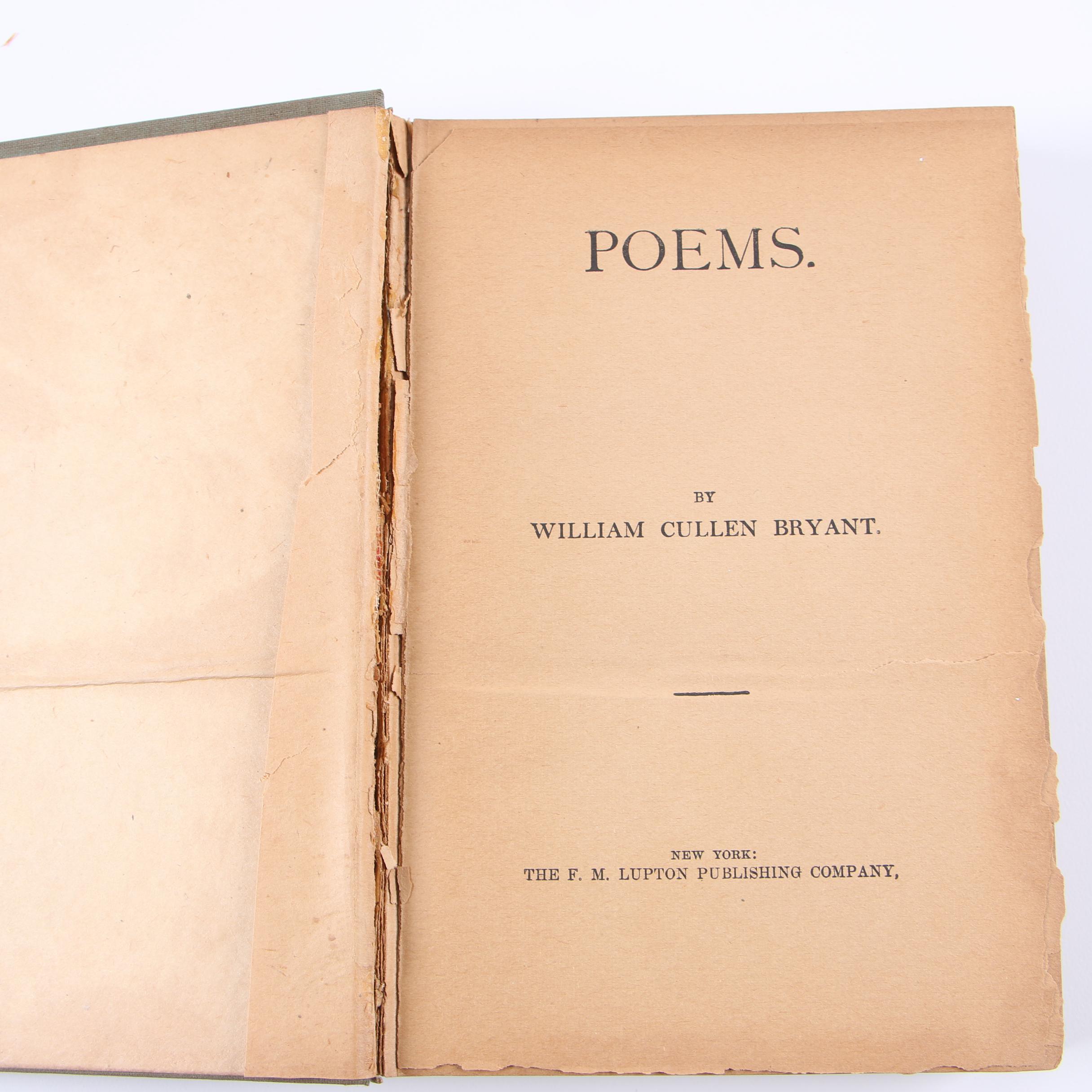 "Poems" By William Cullen Bryant, Circa 1890s | EBTH