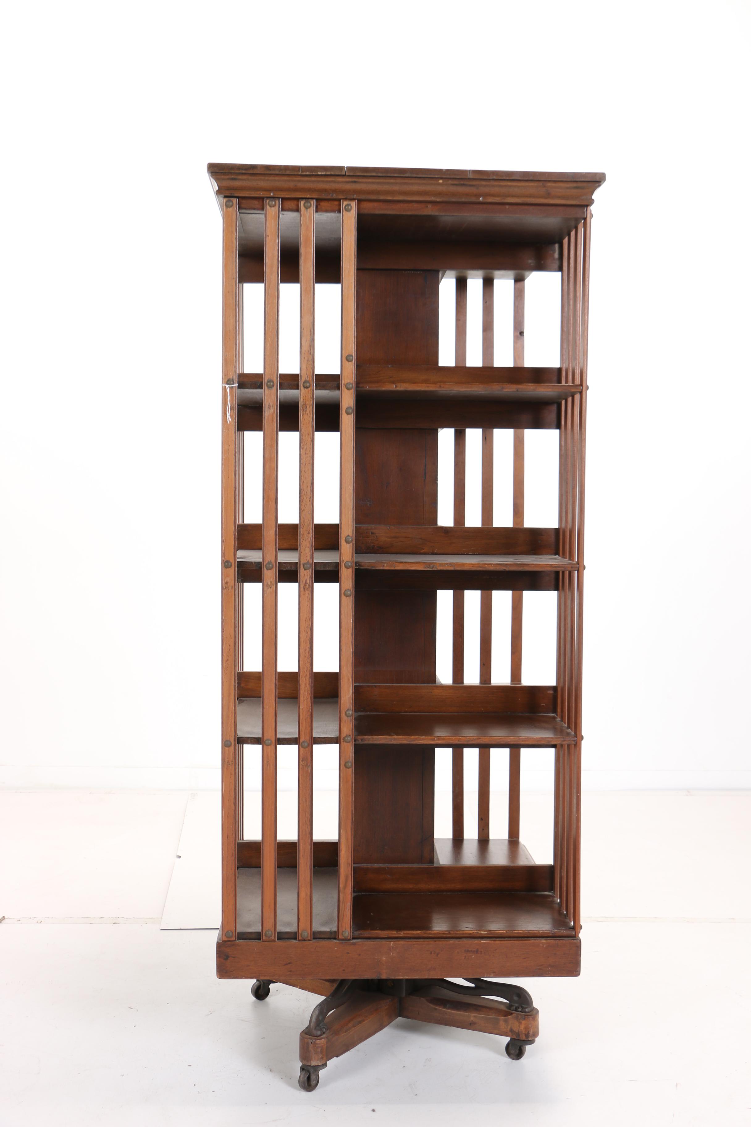 Walnut FourTier Revolving Bookcase by John Danner Mfg. Co., Circa 1900