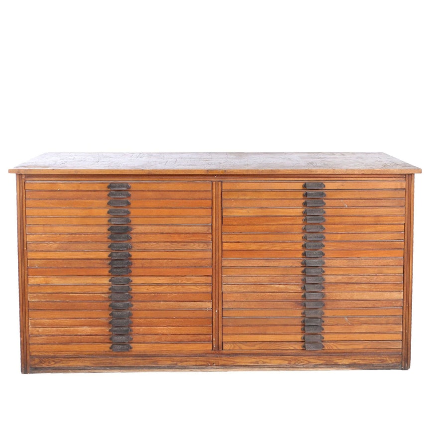 Oak Forty Drawer Printer S Cabinet By Hamilton Mfg Co Circa