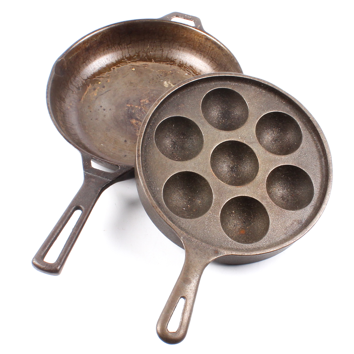 Vintage Griswold Cast Iron Aebleskiver Pan and Frying Pan EBTH