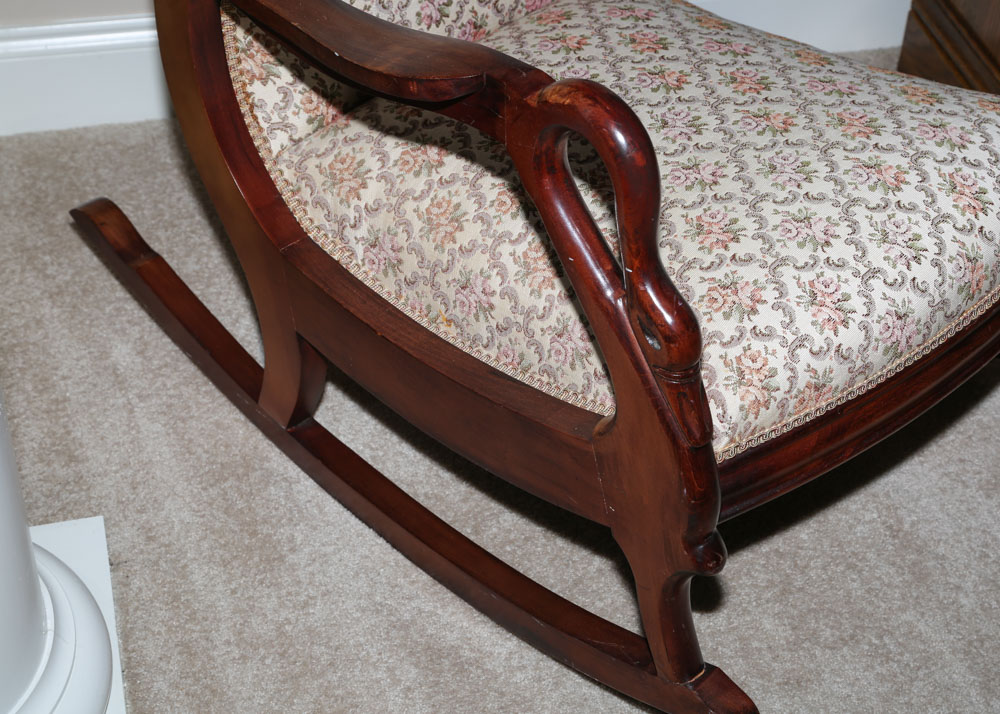 Walnut Gooseneck Rocking Chair, 20th Century EBTH