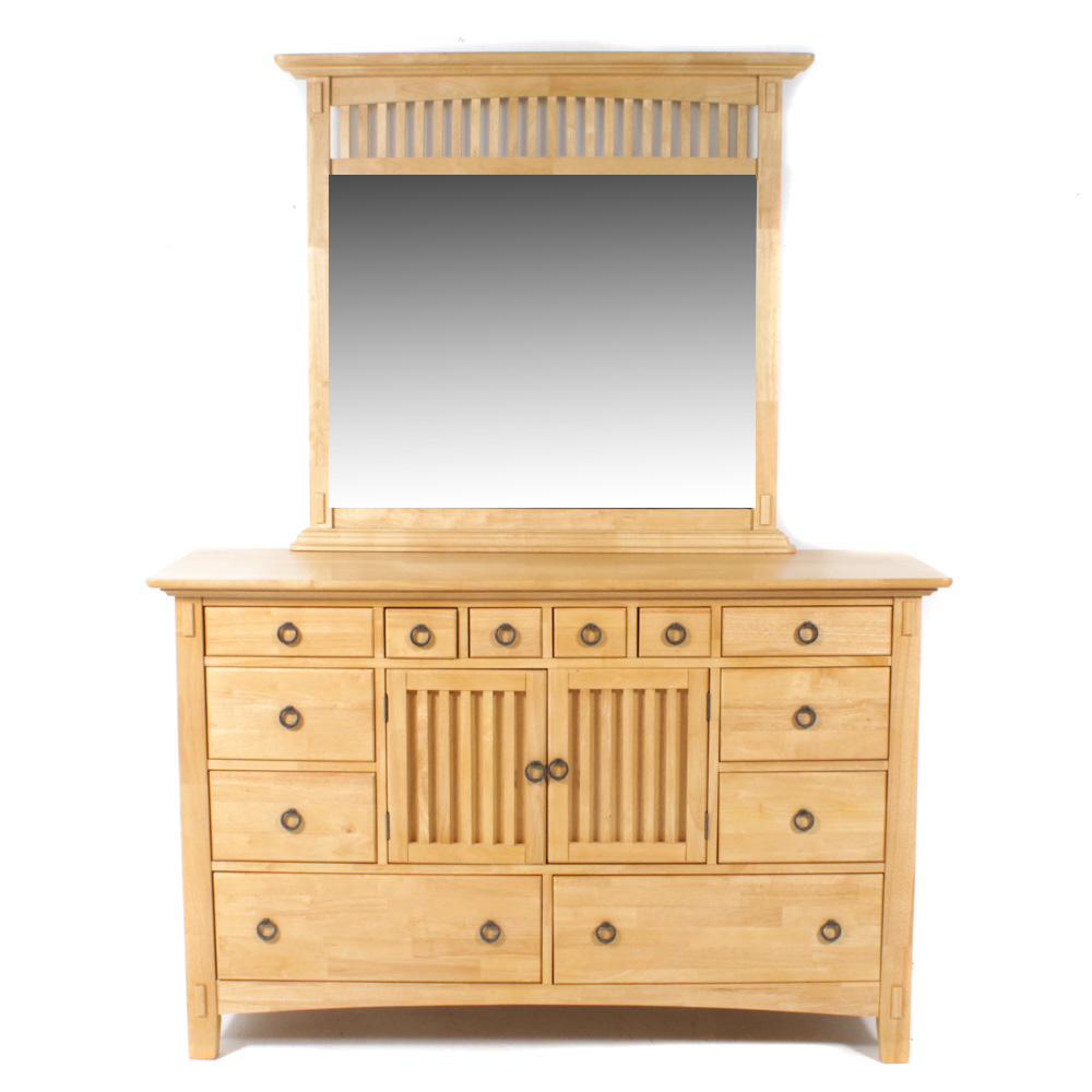 American Signature Arts And Crafts Style Dresser W Mirror Ebth