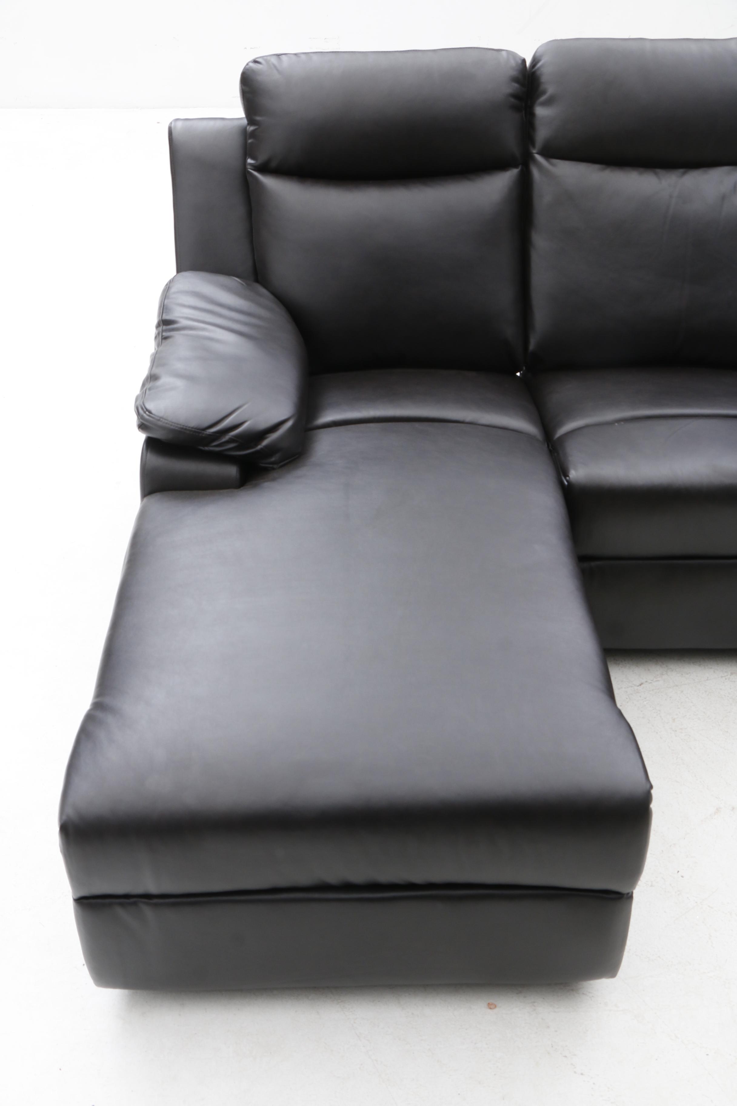 Theater Seating with Chaise Lounge in Black Faux Leather EBTH