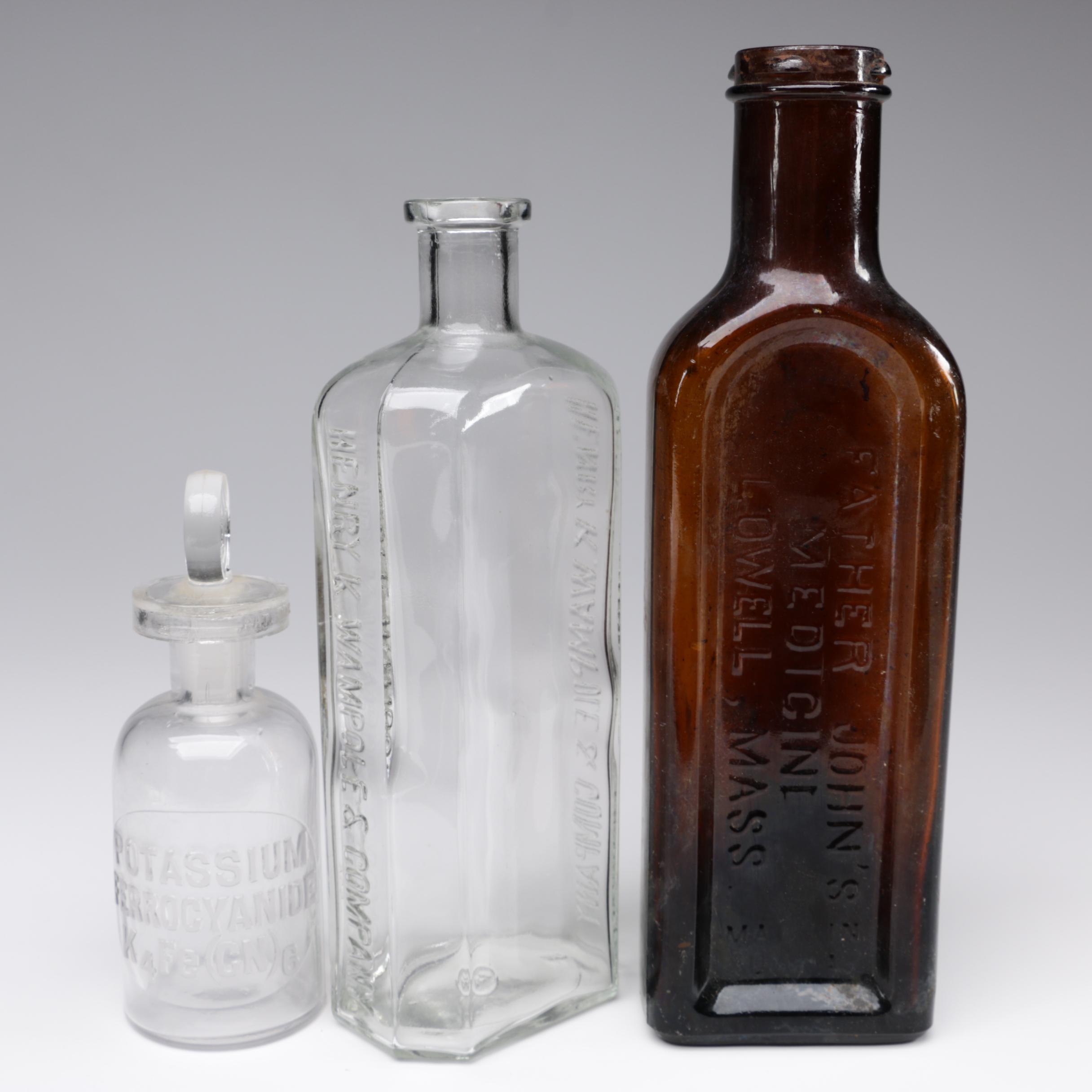 Glass Medicine And Apothecary Bottles Including Father John Early 20th Century Ebth