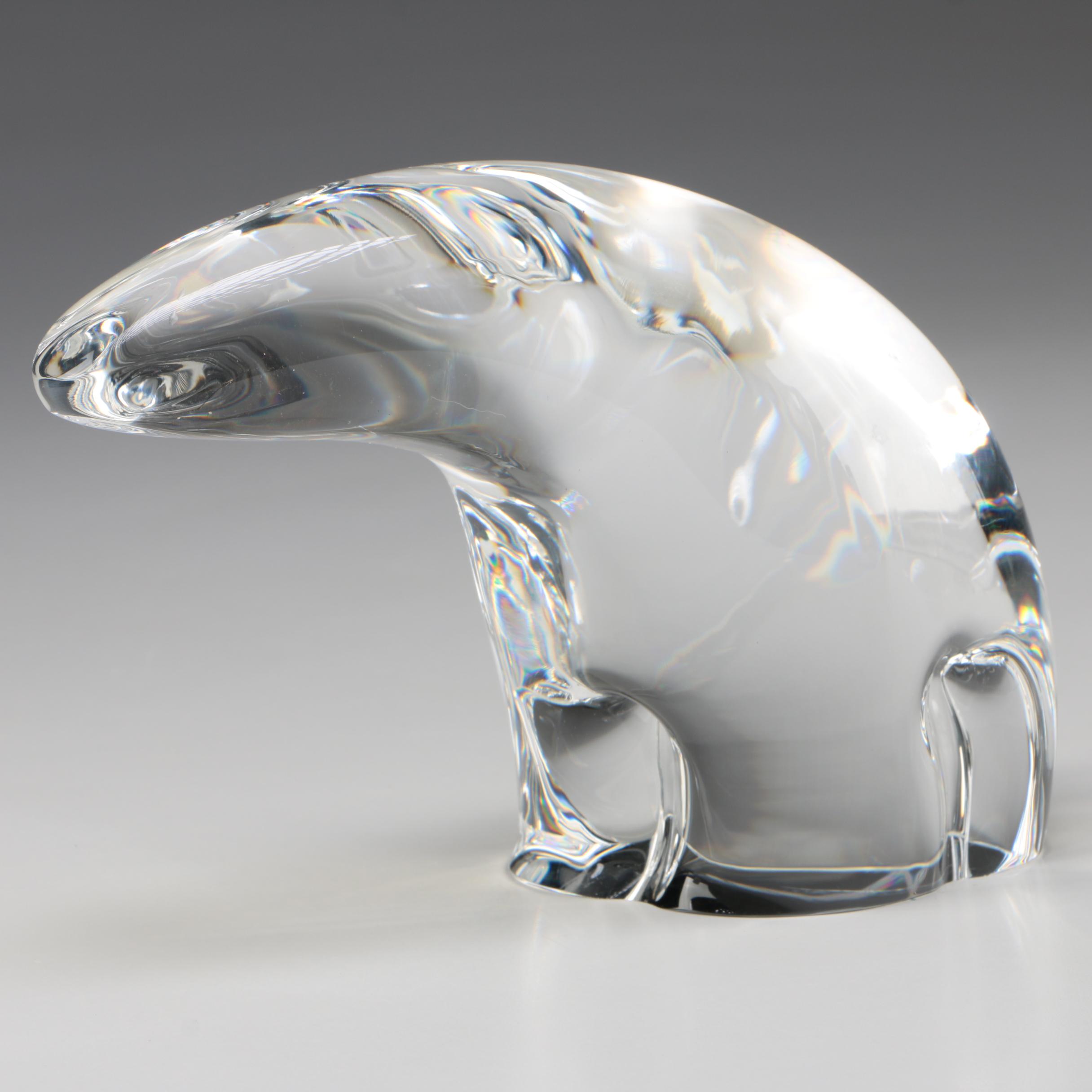Steuben Art Glass Polar Bear Figurine C 1988 Ebth