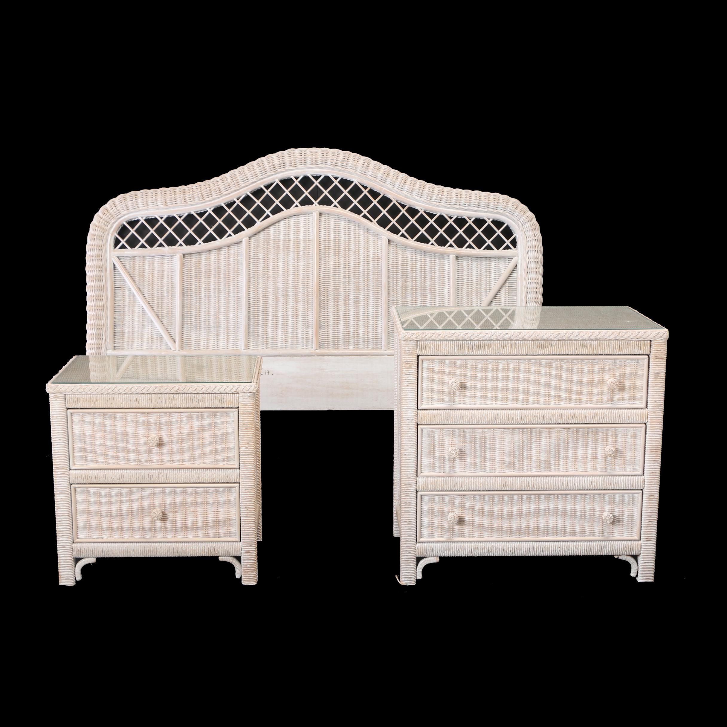 Contemporary Three Piece Painted Wicker Bedroom Set By Henry Link