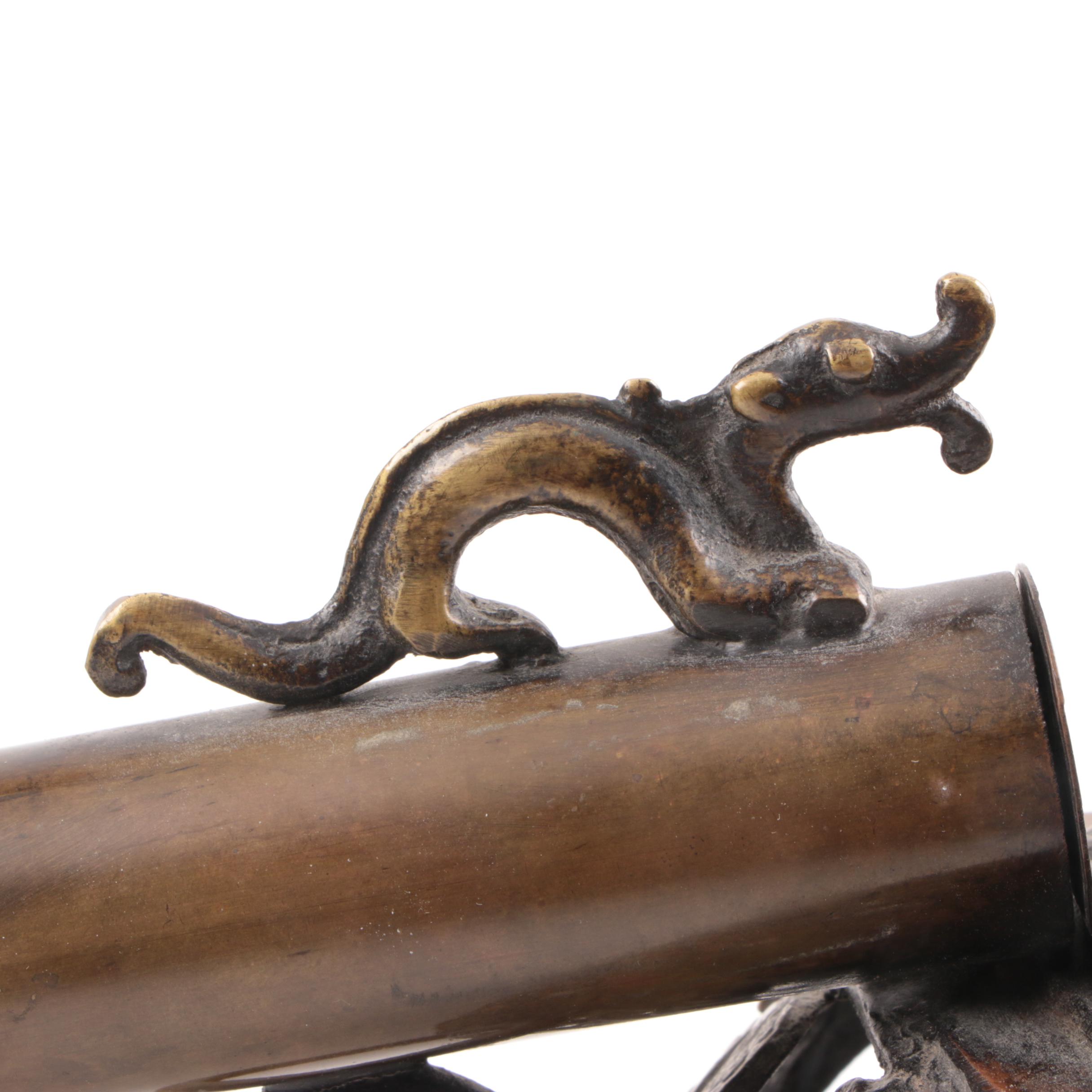 Japanese Reticulated Bronze Yatate Inkwell and Brush Holder, 19th