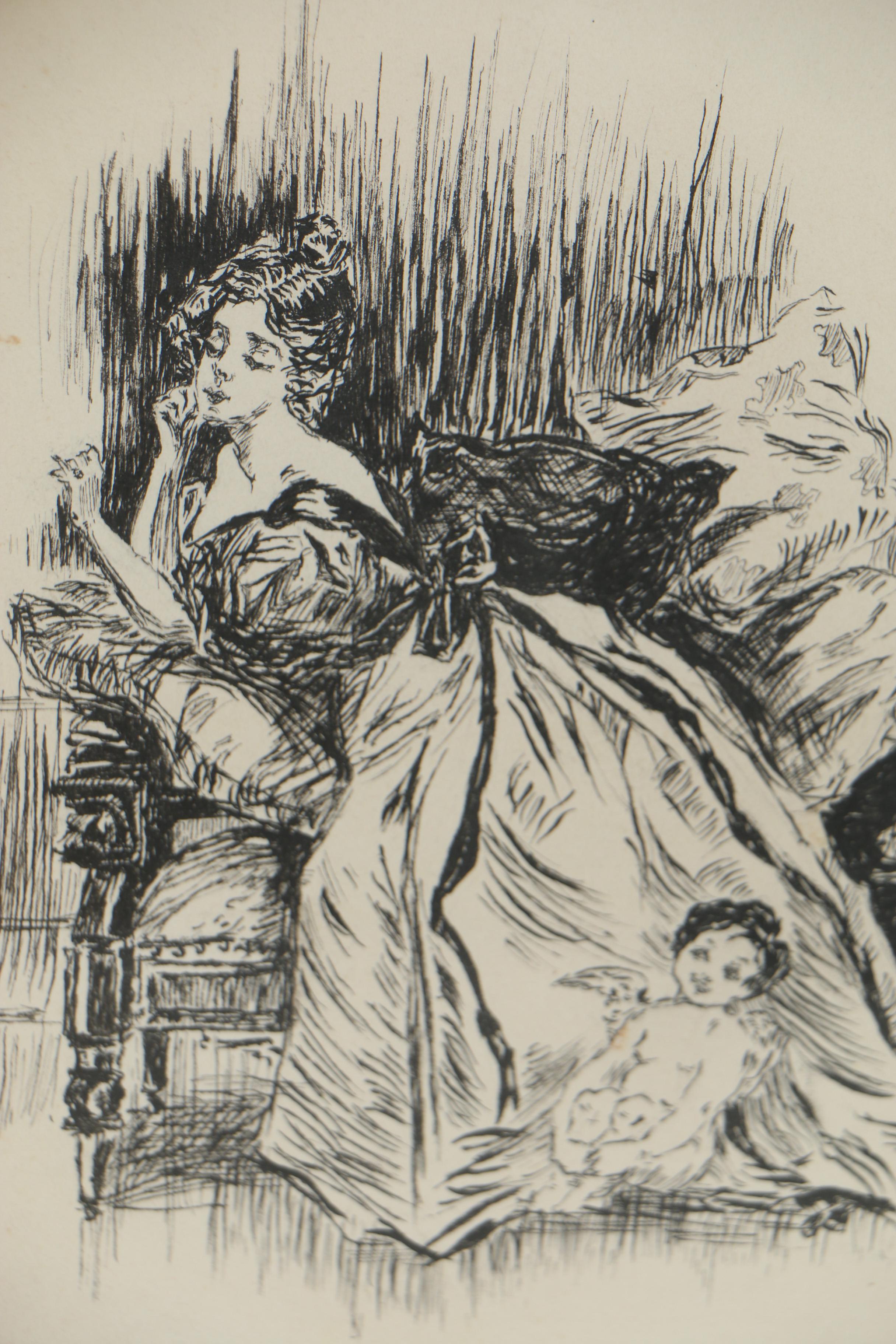 Ink Drawing Attributed to Harrison Fisher "Young Woman ...