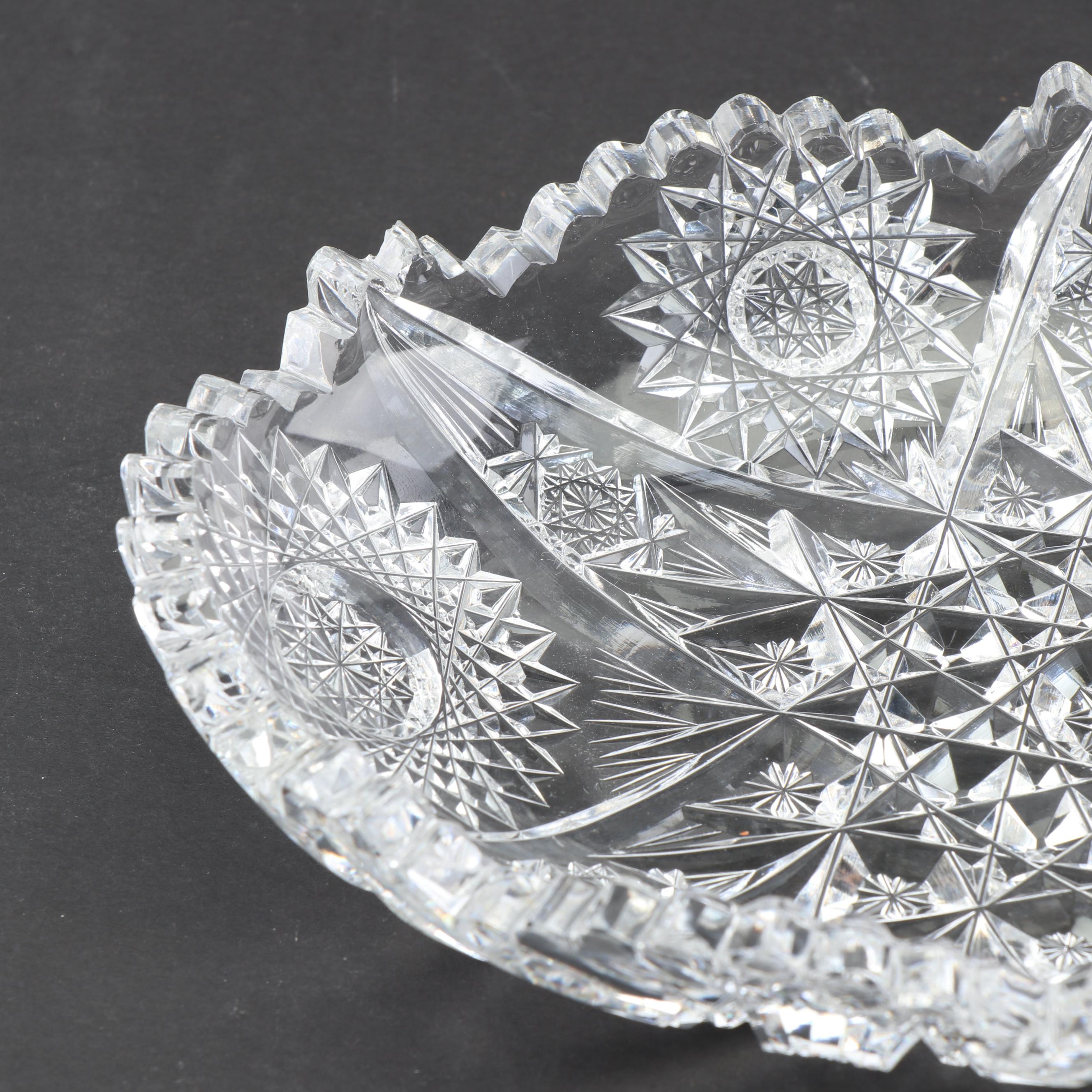 Cut Crystal Serving Dishes with Pinwheel and Brunswick Star Motifs EBTH