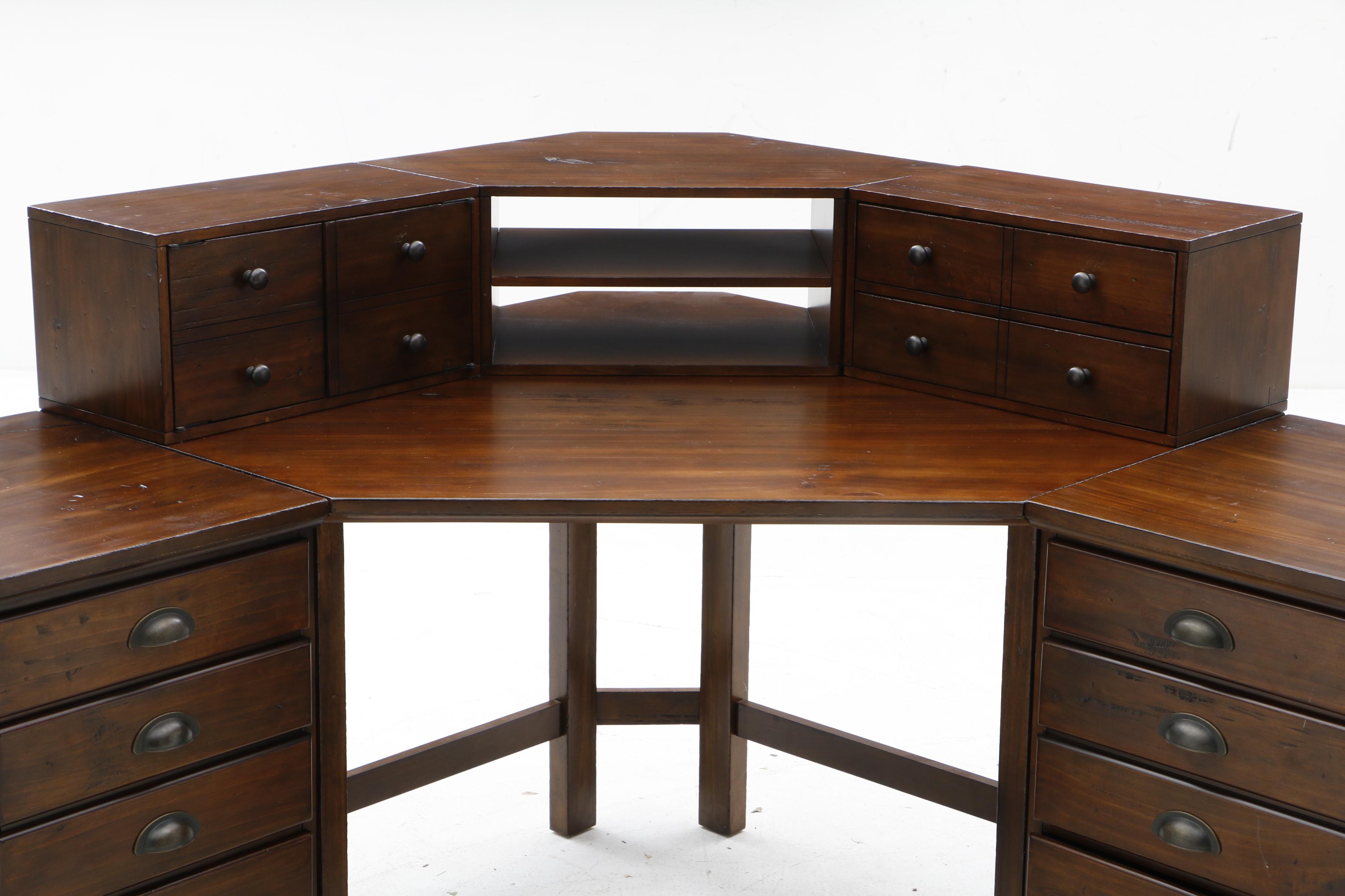 Pine Corner Desk with Riser Shelf and File by Pottery Barn EBTH