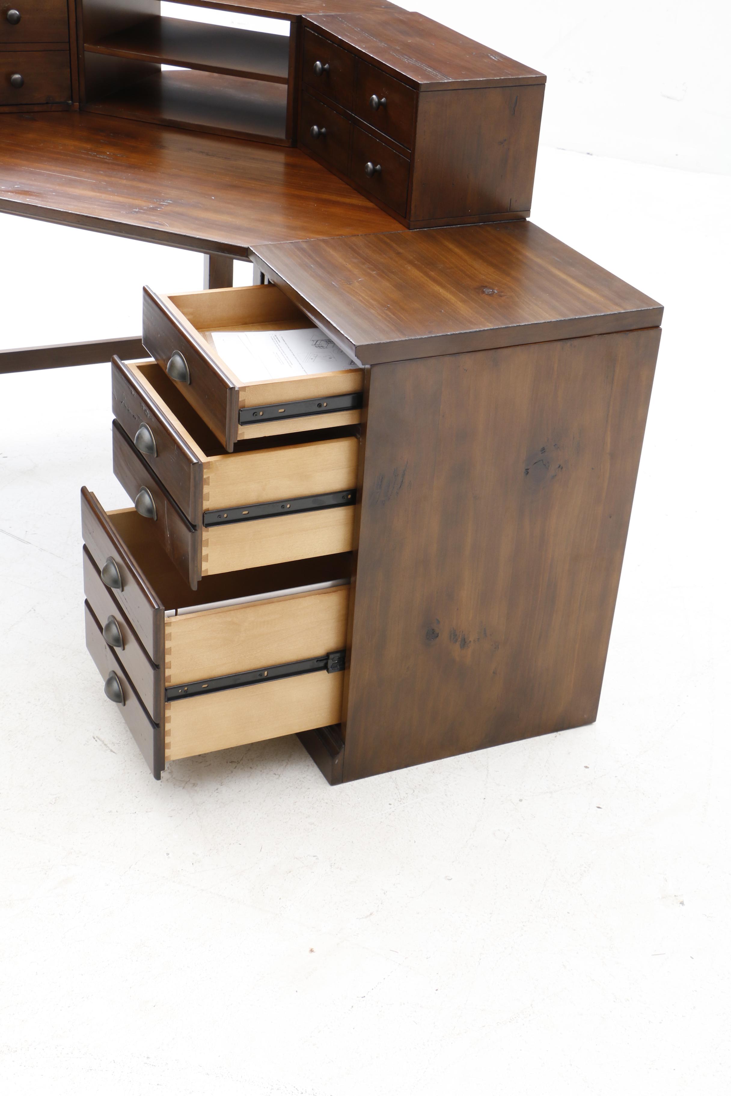 Pine Corner Desk with Riser Shelf and File by Pottery Barn EBTH