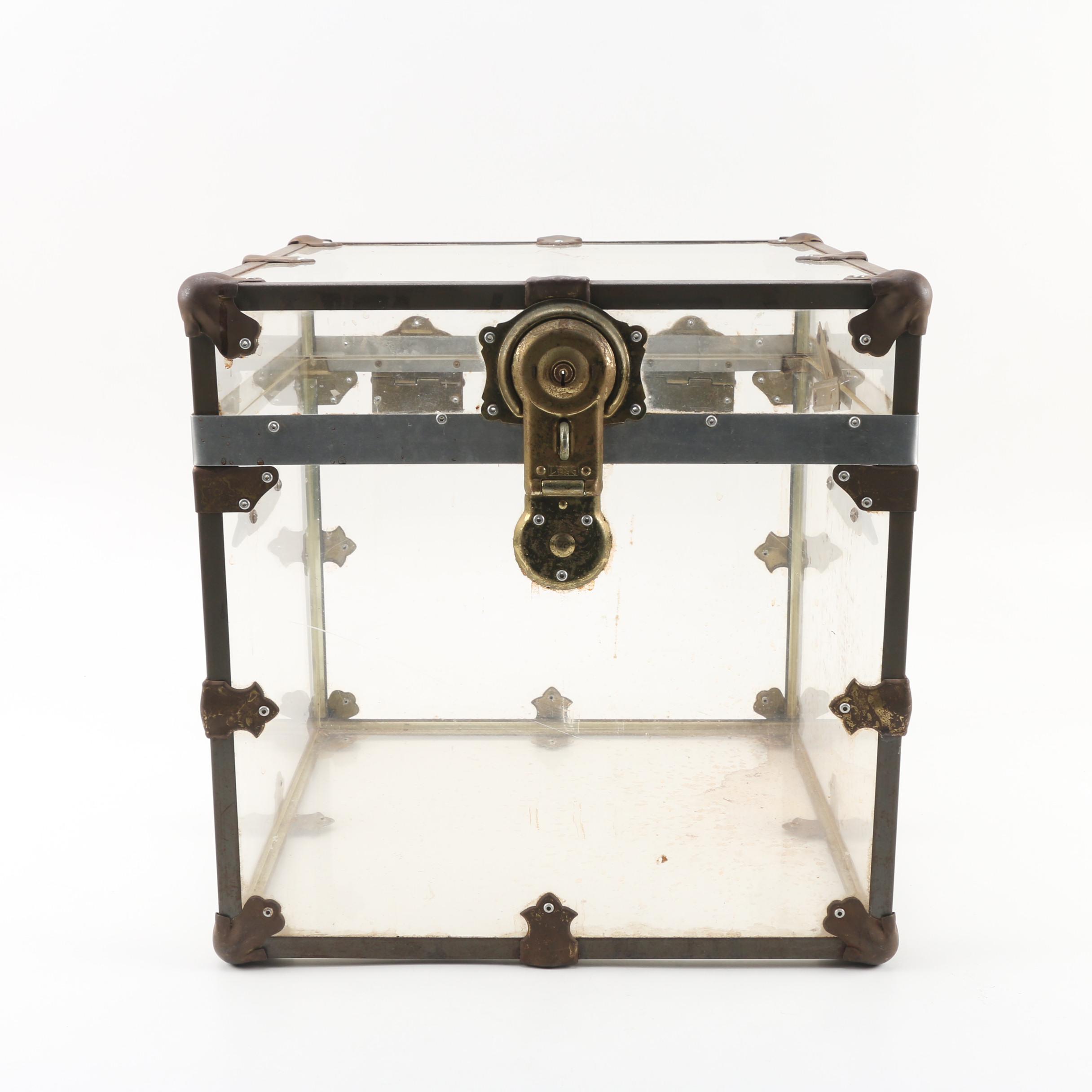 Clear Acrylic and Metal Trunk Style Storage Box EBTH