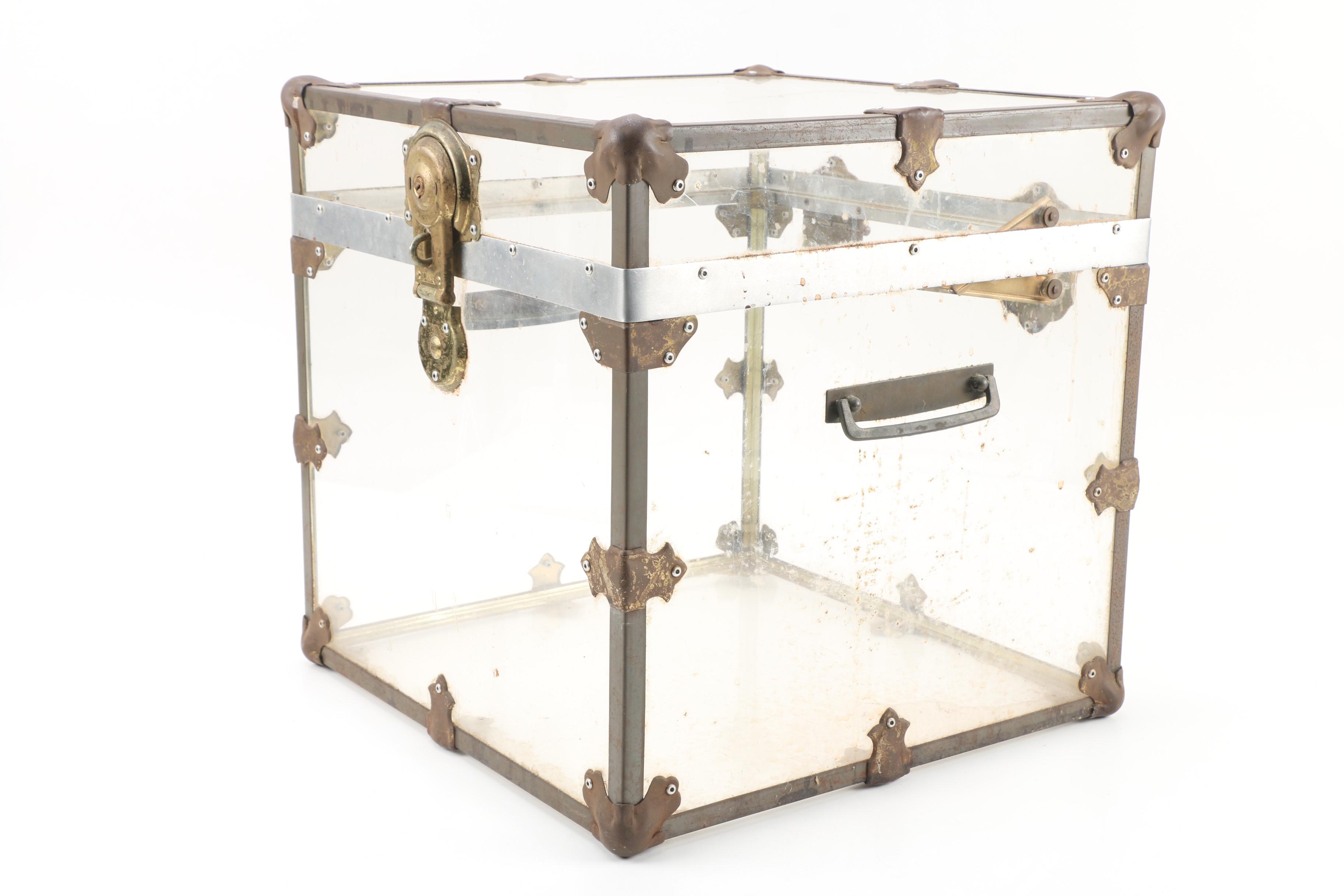 Clear Acrylic and Metal Trunk Style Storage Box EBTH